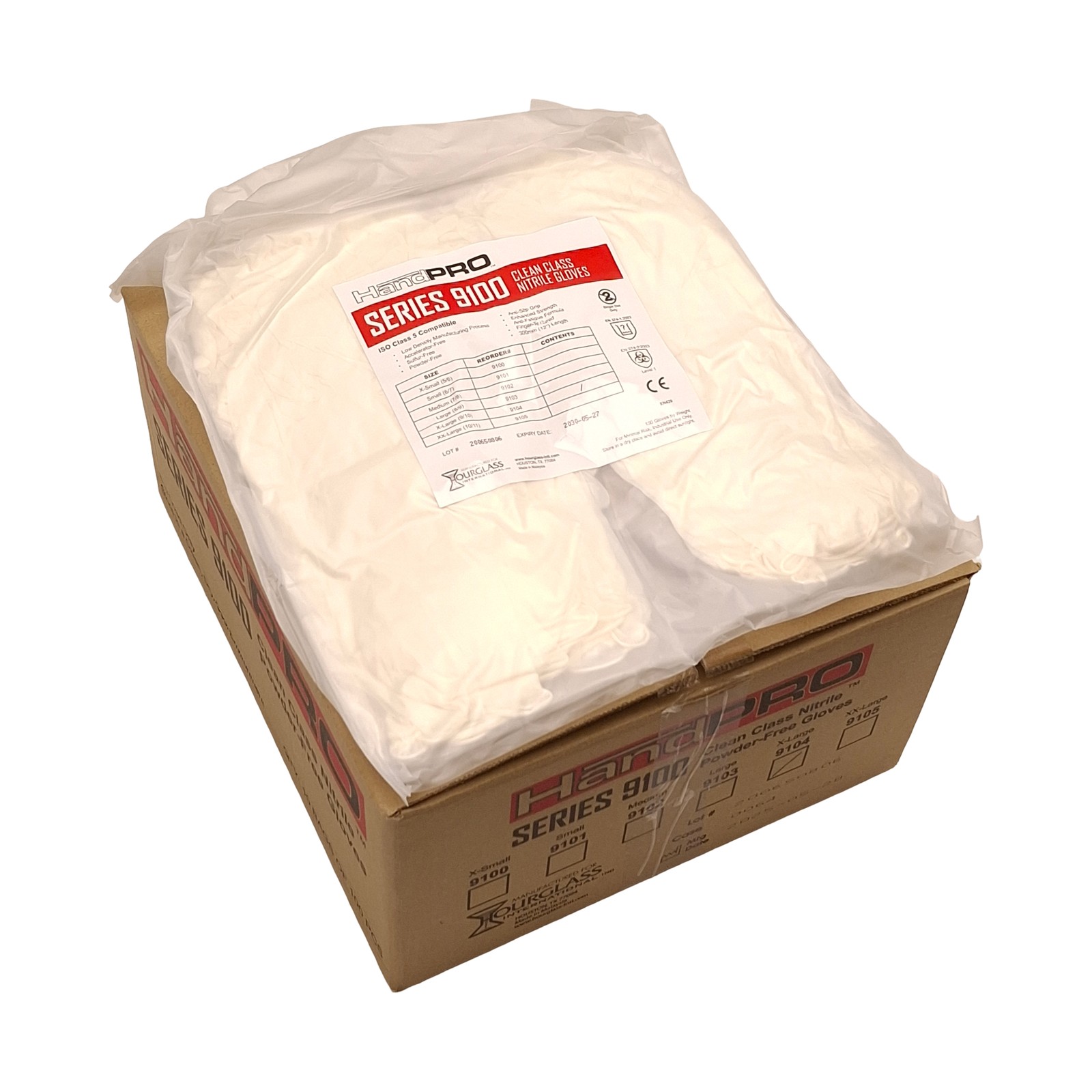 Case of 1000 Hourglass 9104 HandPRO Cleanroom Glove, Size:XL, ISO5 Class 100