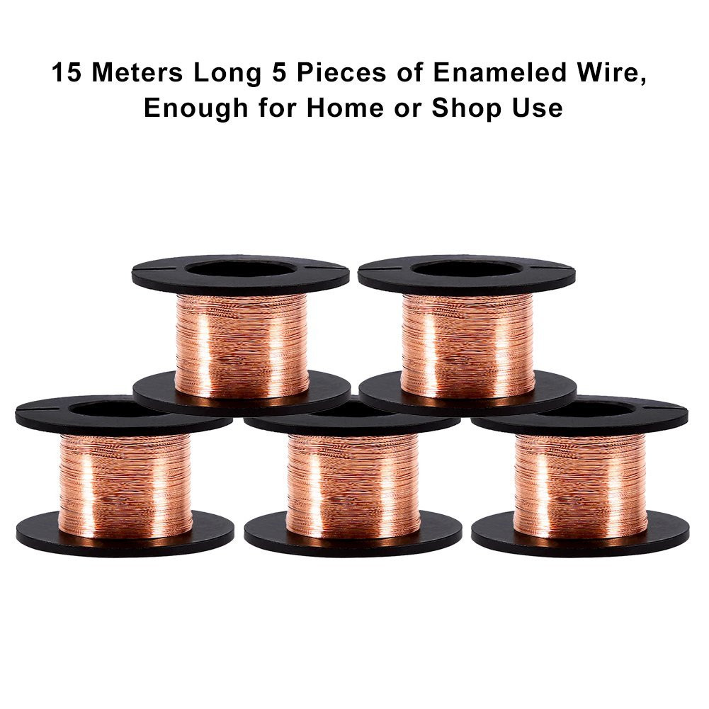 5Pcs Enameled Copper Wire Winding Wire Enamelled Repair 0.004″ Thickness 39.4Ft
