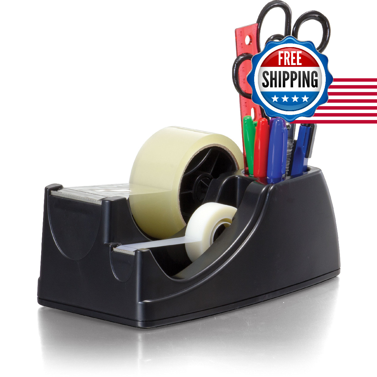 Officemate Heavy Duty Weighted 2-In-1 Tape Dispenser Recycledblack 96660