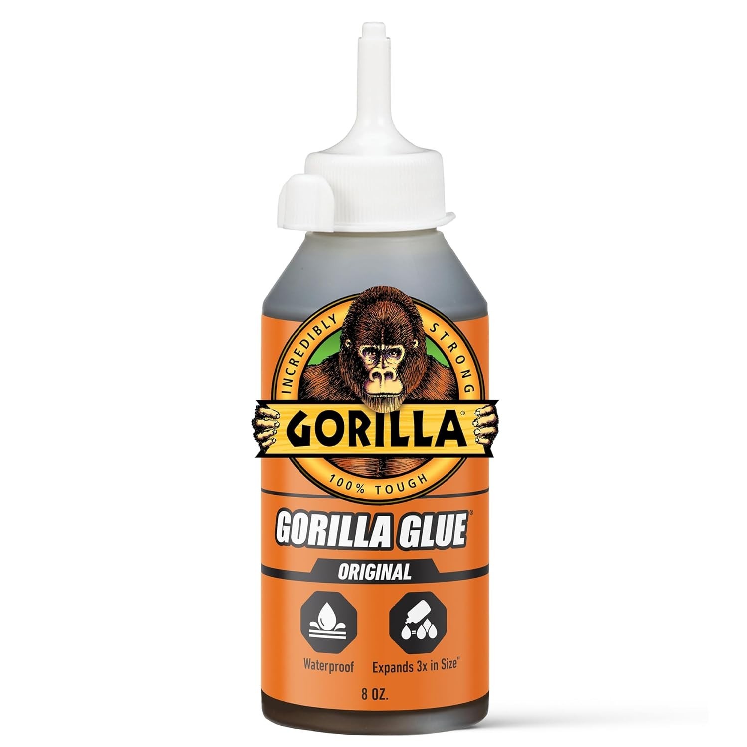 Original Gorilla Glue 8 oz, Waterproof Brown Polyurethane Heavy Duty Wood Glue