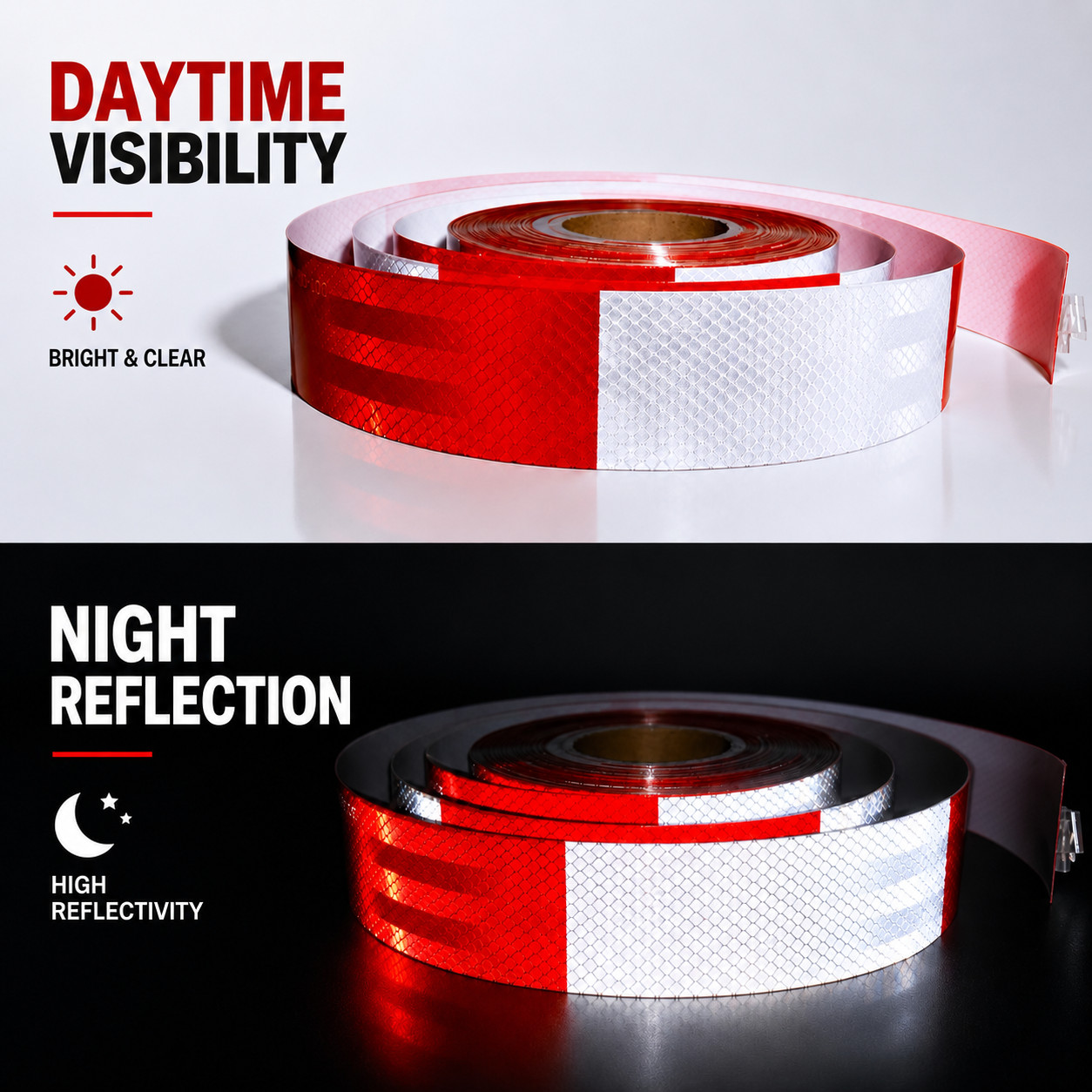Conspicuity DOT-C2 Reflective Red White Warning Safety Tape Trailer Boat 2″x200′