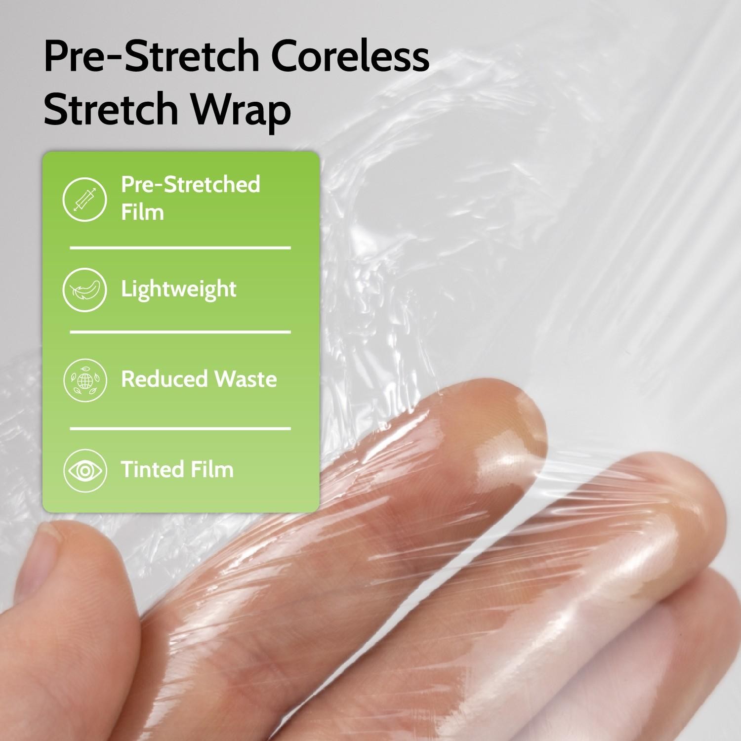 Stretch Wrap Film Clear 15″ x1476′ Coreless 8 Rolls No Handle 30 Gauge Hand Wrap