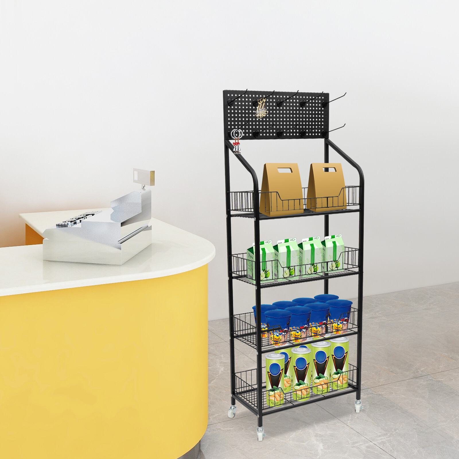 4 Tier Retail Snack Candy Display Rack Stand Display Organizer Basket Holder