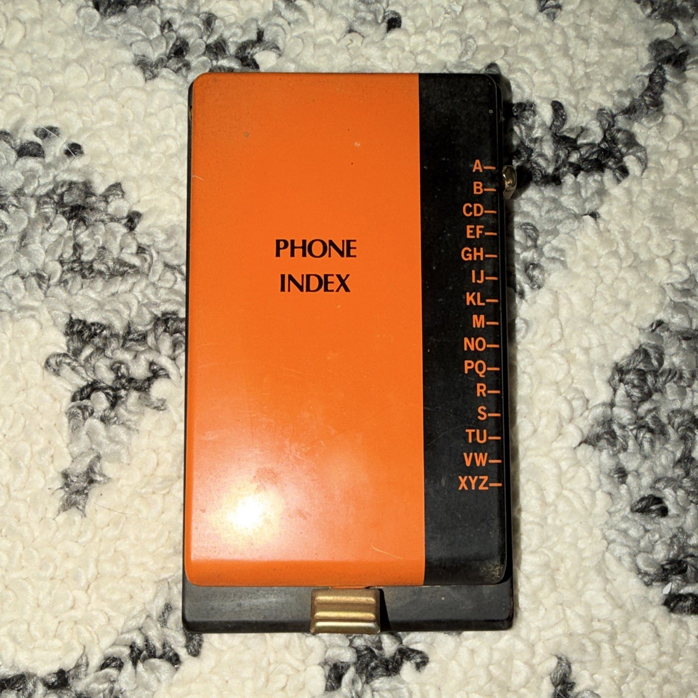 Vintage Phone Index Alphabetical Address Book Flip Case Orange & Black