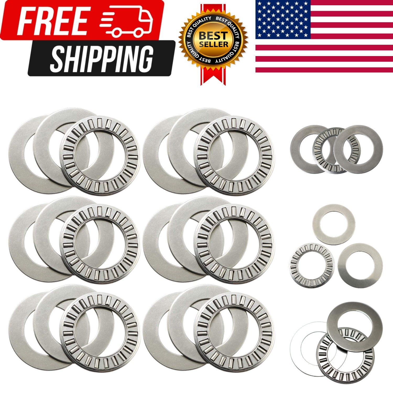 6 Sets Thrust Needle Roller Bearingsroller Bearing with Two Washers 3/4