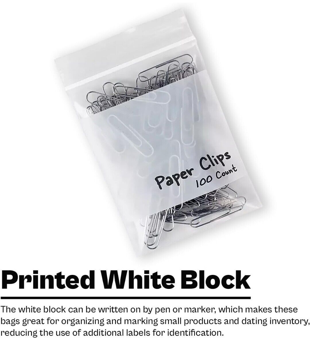 500/PCS White Block 8″x10″ Clear Reclosable Seal Bag Plastic Zip Lock Bags 2Mil