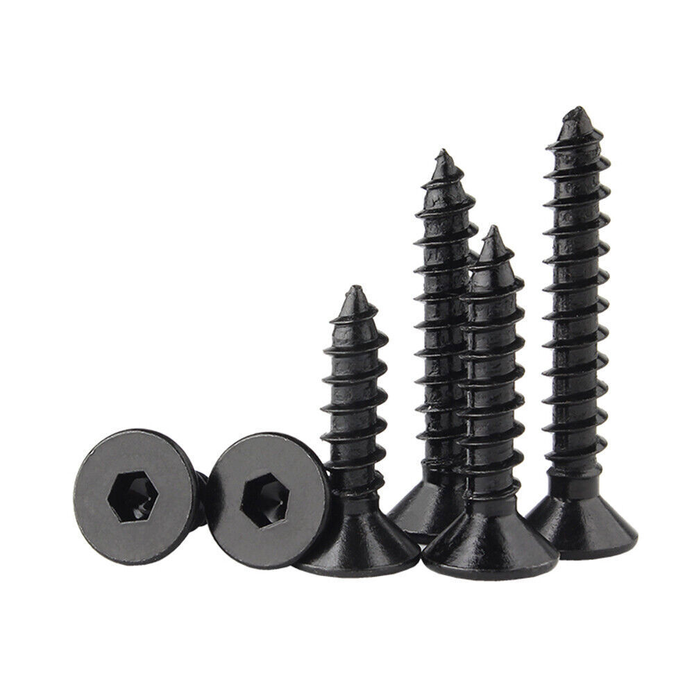 Hex Socket Countersunk Flat Head Self Tapping Screws Black 8.8 Steel M3 M4 M5 M6
