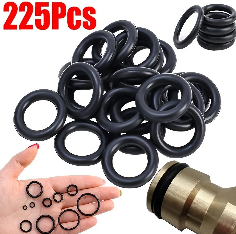 225pcs Rubber O-Ring Seal Kit Nitrile Gasket Assortment Repair Set Box – NEW