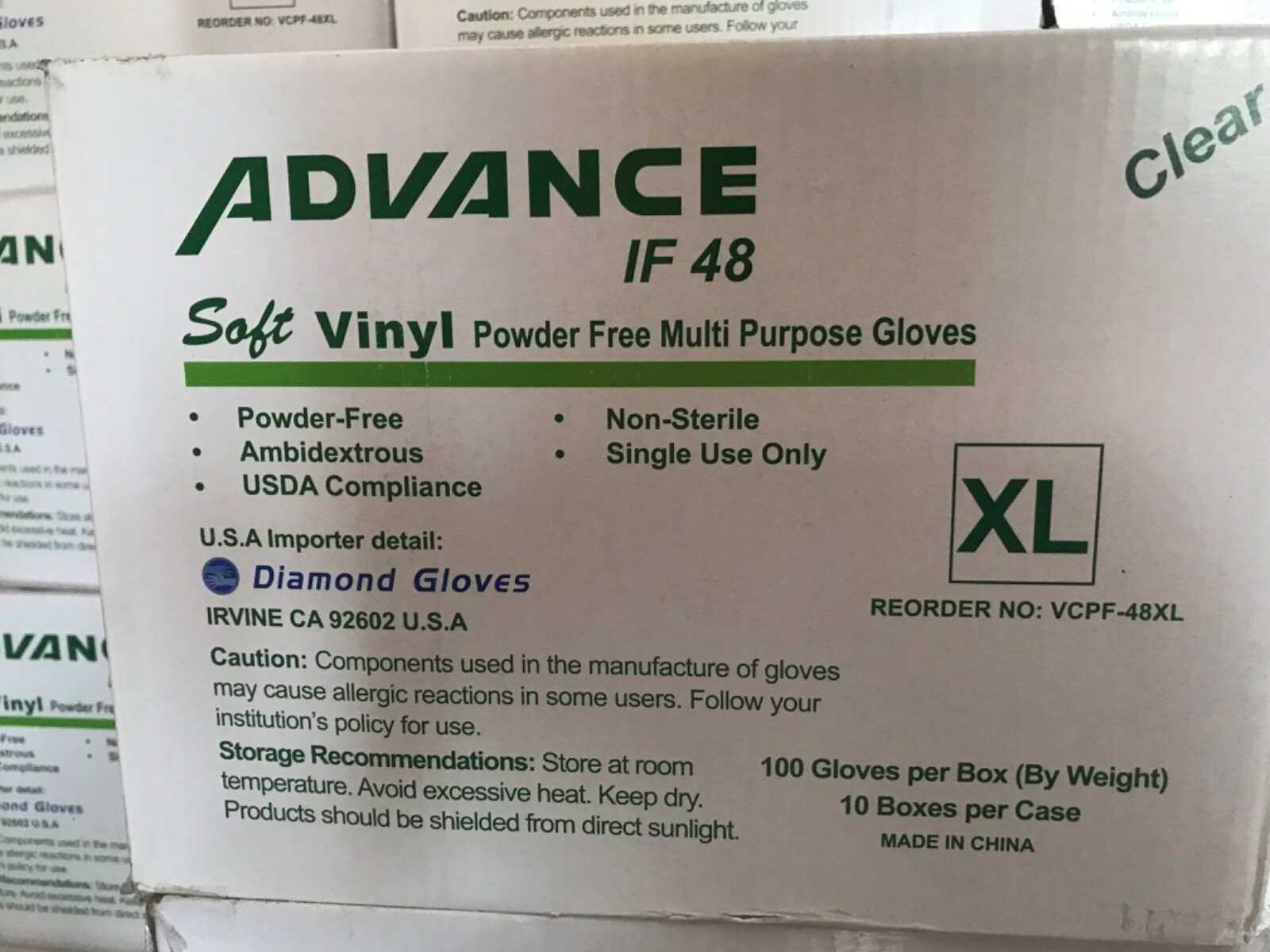 Vinyl Gloves. 1000 gloves per case available in XL and Large sizes. Disposable