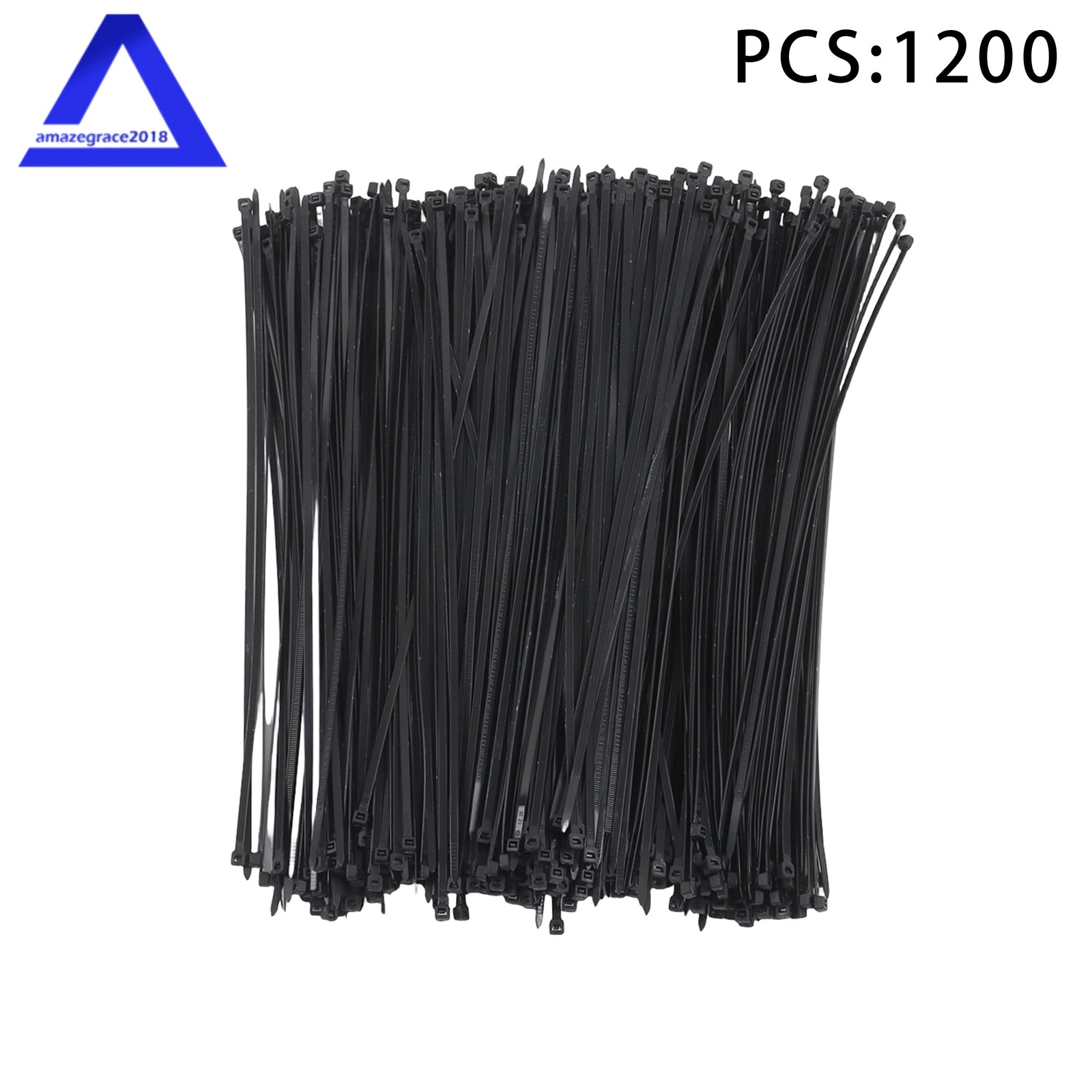 16 Inches, 50 lb Tensile Strength, Self-locking Nylon Cable Ties, Black, 1200Pcs