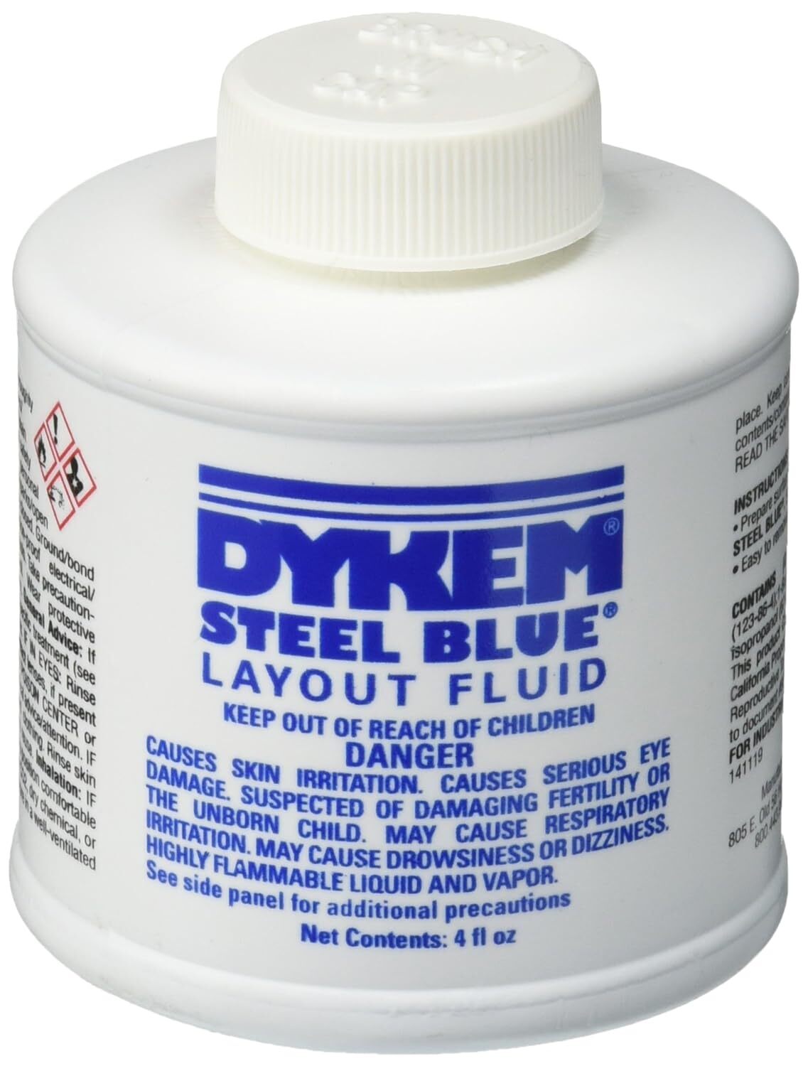 Fluido De Diseno Azul Acero Dykem 4Oz Con Brocha Para Metal