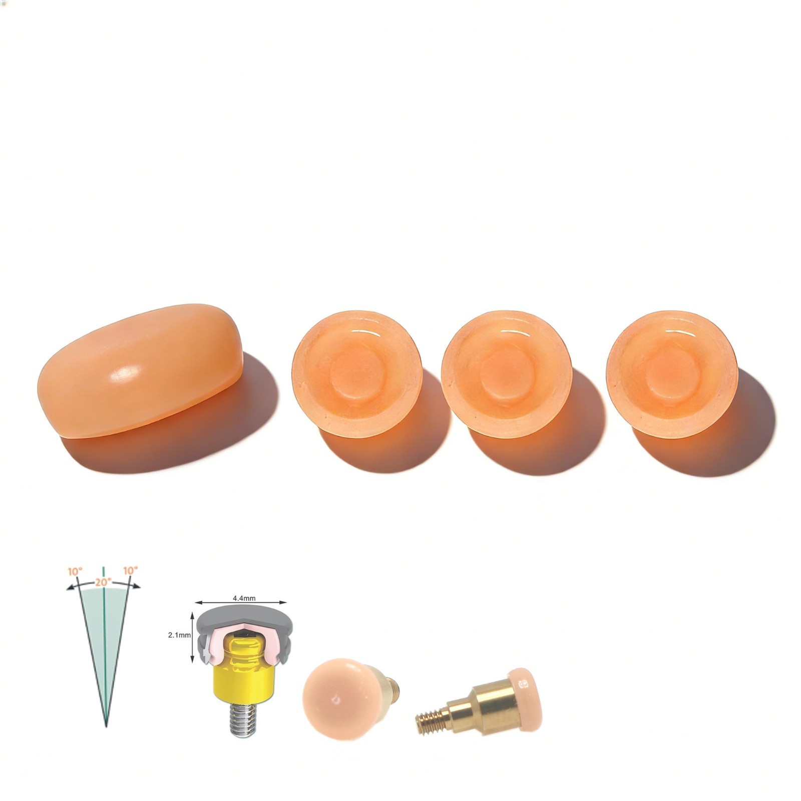4Pcs Dental Fit Zest Locator Male Cap Inserts Overdenture Attachment Replacement