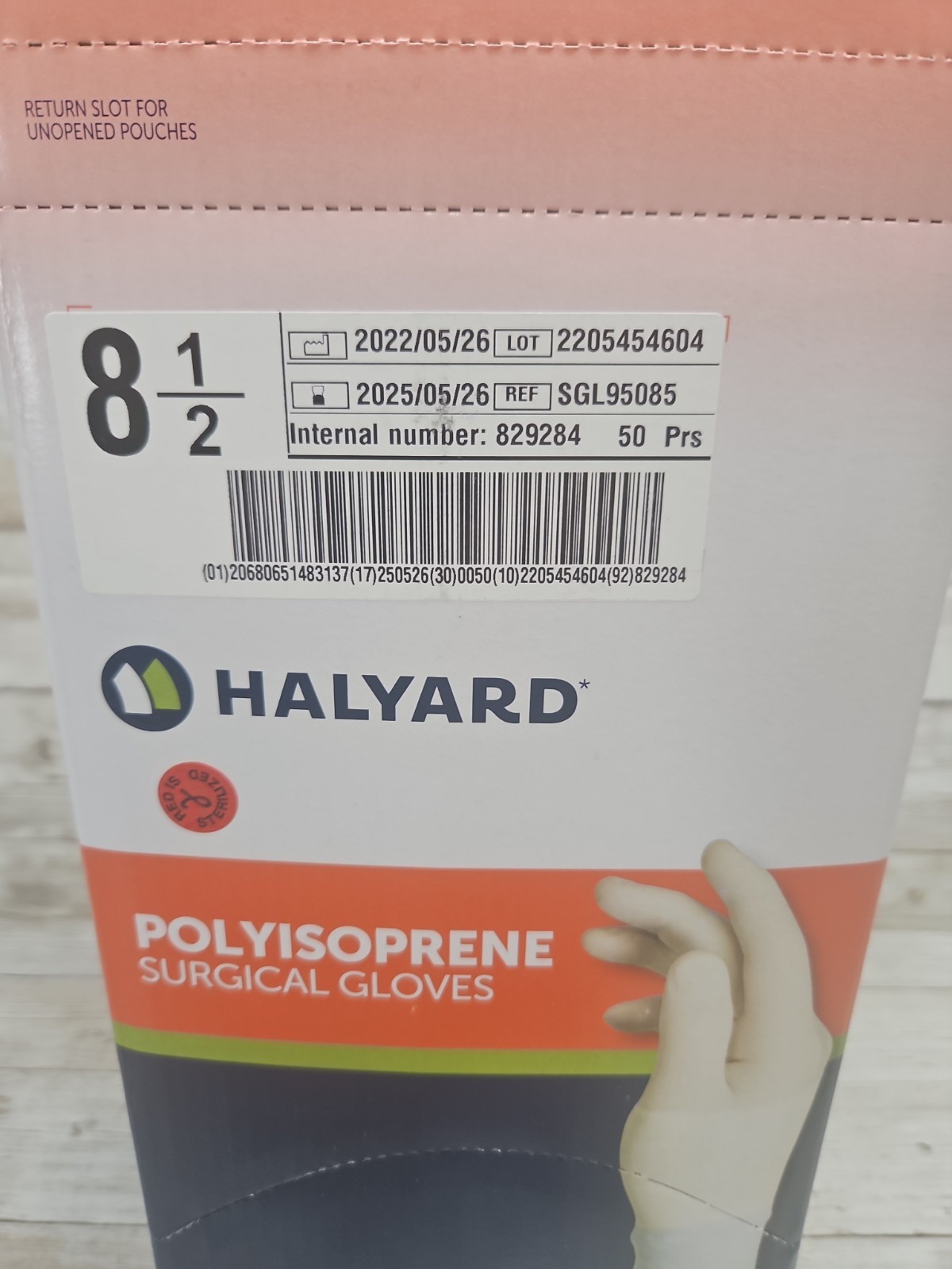 HALYARD Polyisoprene Surgical Gloves *1 Box 50 Pair* Size: 8.5 *See Date*5-25