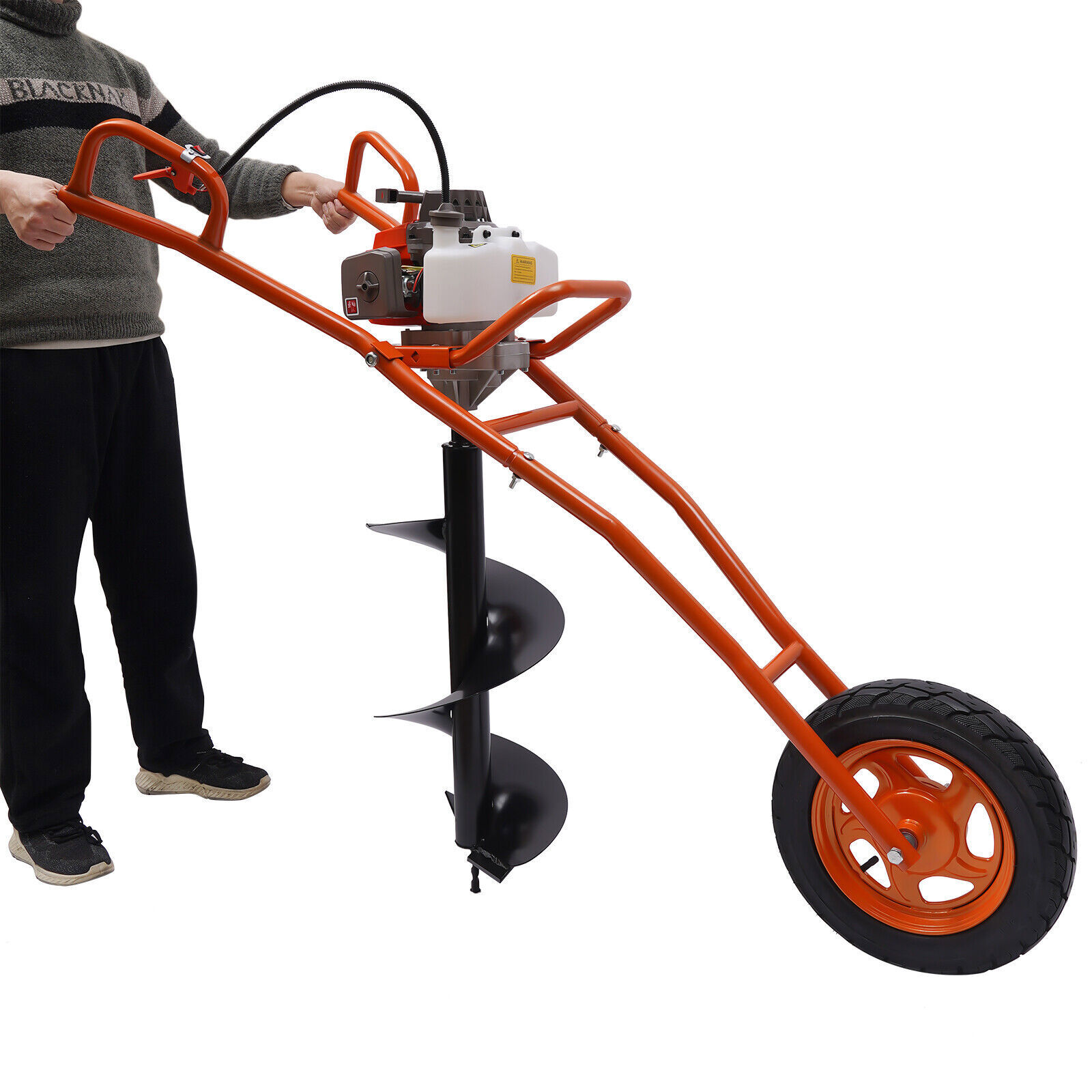 11″ Bit Post Hole Digger Gas Powered 63cc 3hp Hand Push Earth Auger Ground Drill