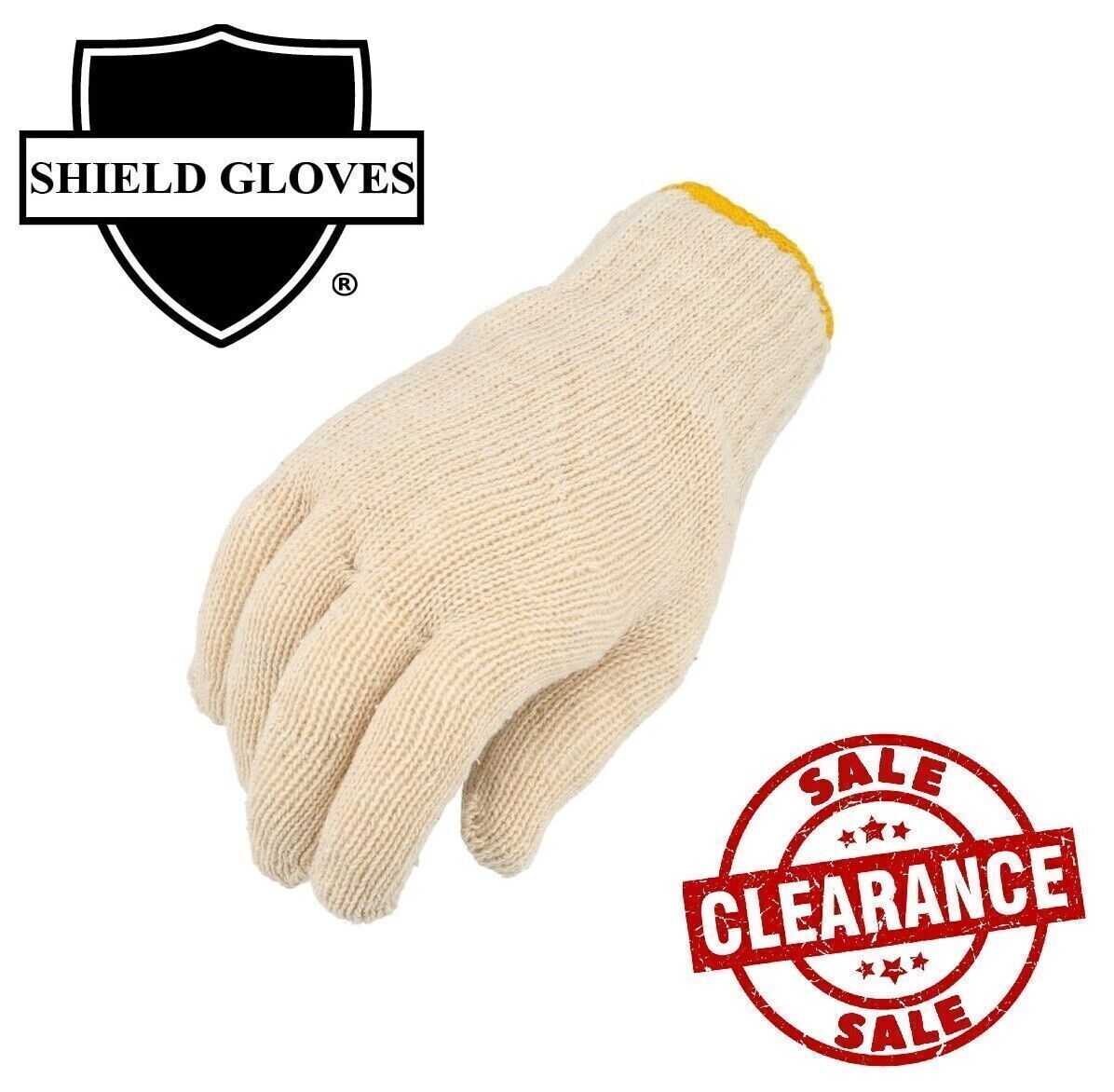 24 Pairs – Cotton Blended String Knit Gloves – Men’s Size – Tan