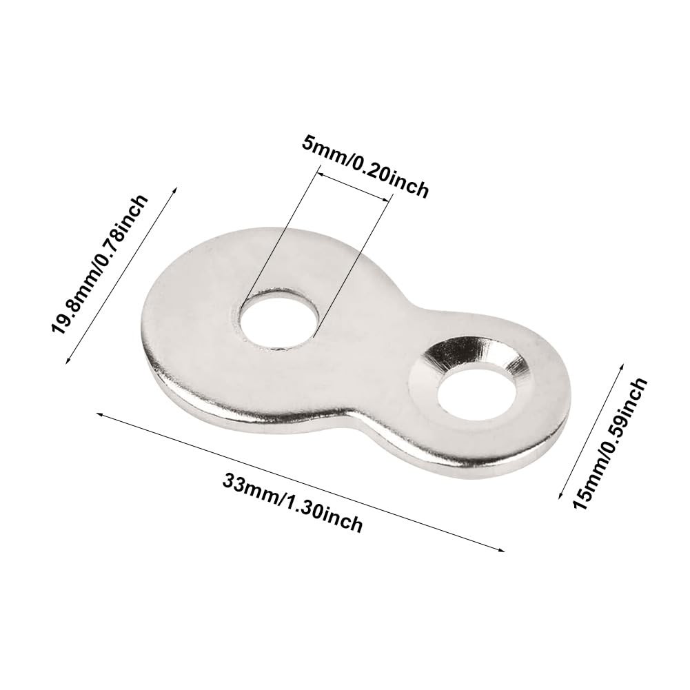 20Pcs Figure 8 33 X 15 X 19.8 X 5mm/1.30 X 0.59 X 0.78 X 0.20inch, Silver