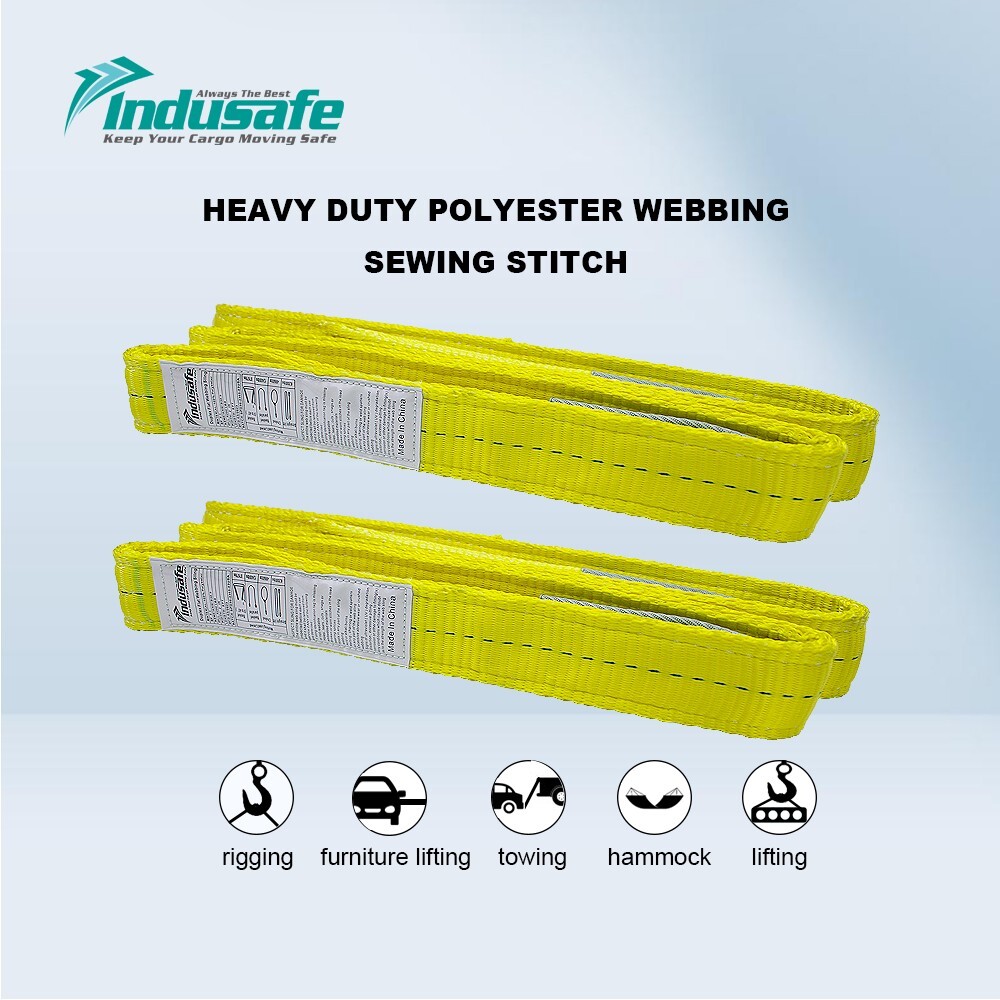 Indusafe 1″x9′ Lifting Web Sling Flat Eye Rigging Moving Straps Max WLL 6200#