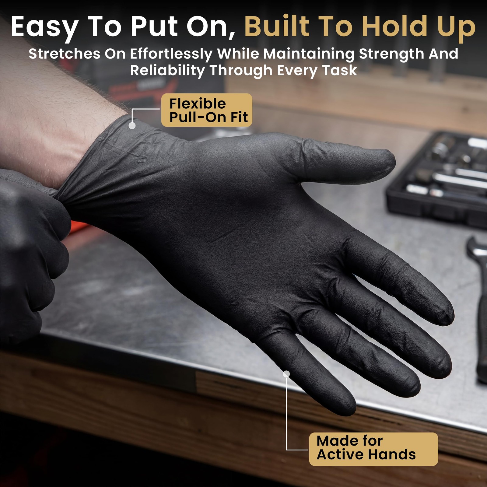 FifthPulse 6 Mil Black Nitrile Gloves Large, HeavyDuty Disposable Gloves for …