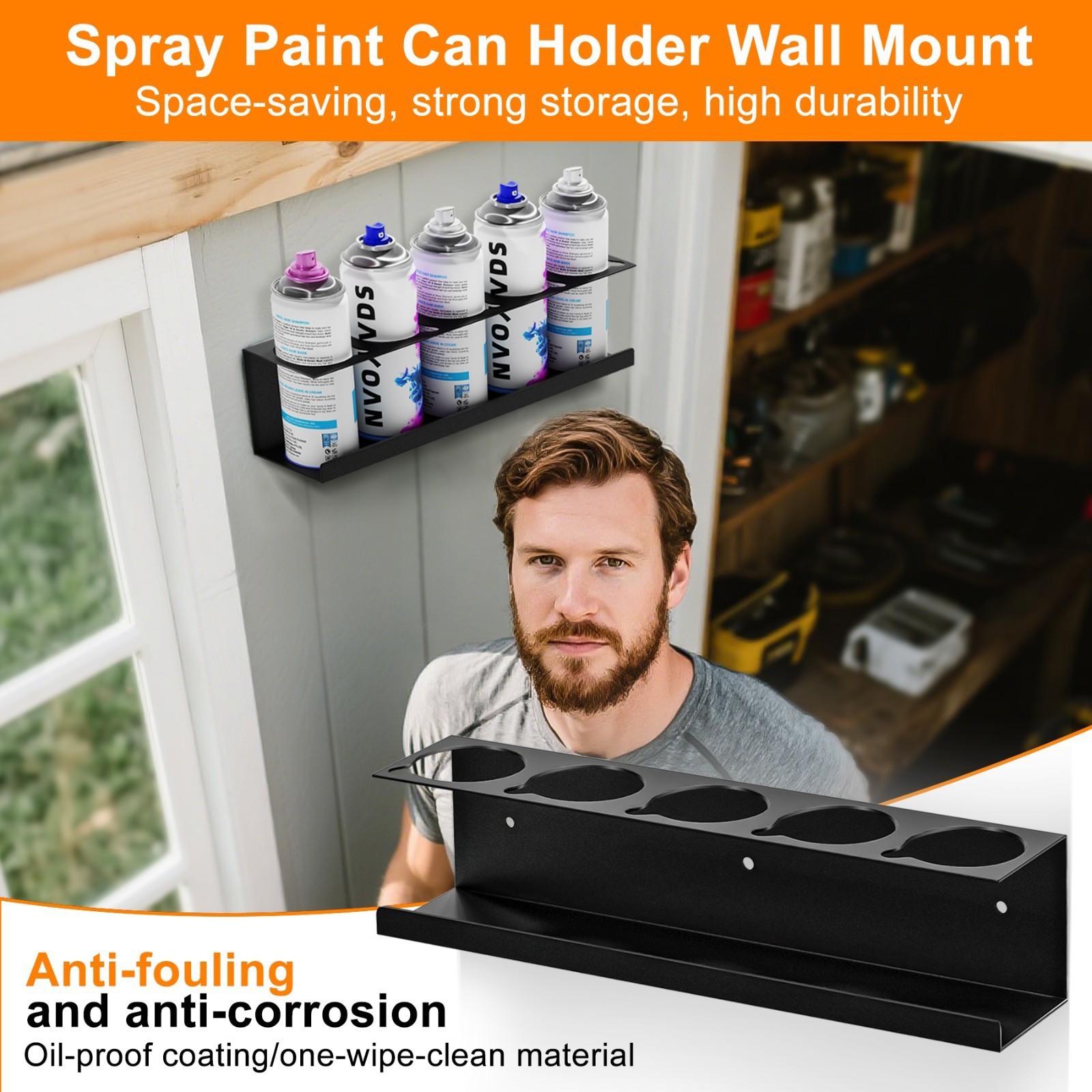 Wall-Mounted Spray Can Holder Rack Organize, 4 Pack Steel Aerosol Can Holder