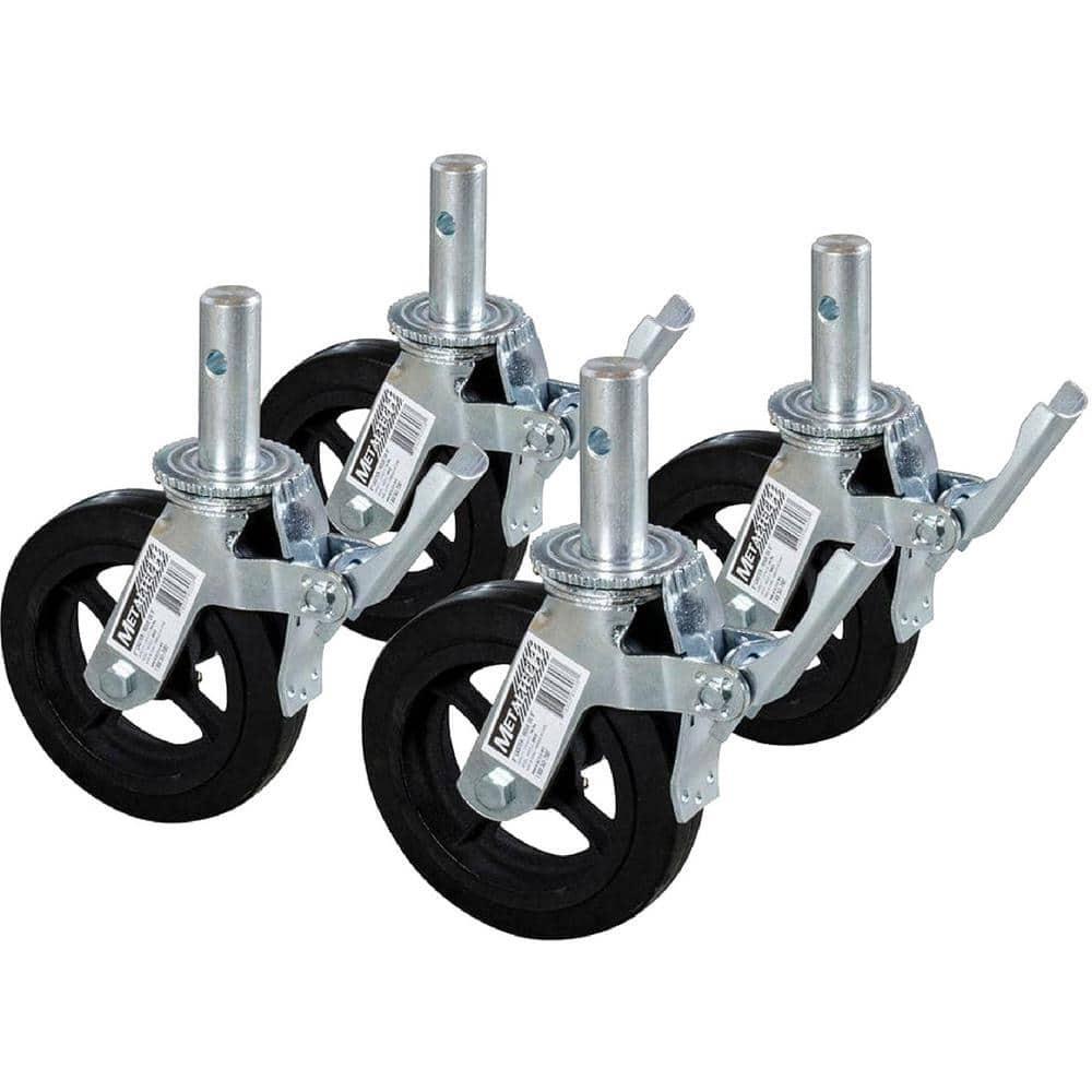Scaffolding Caster Wheels Metaltech 8-inch Double-Lock Locking Pedal 4-Pack