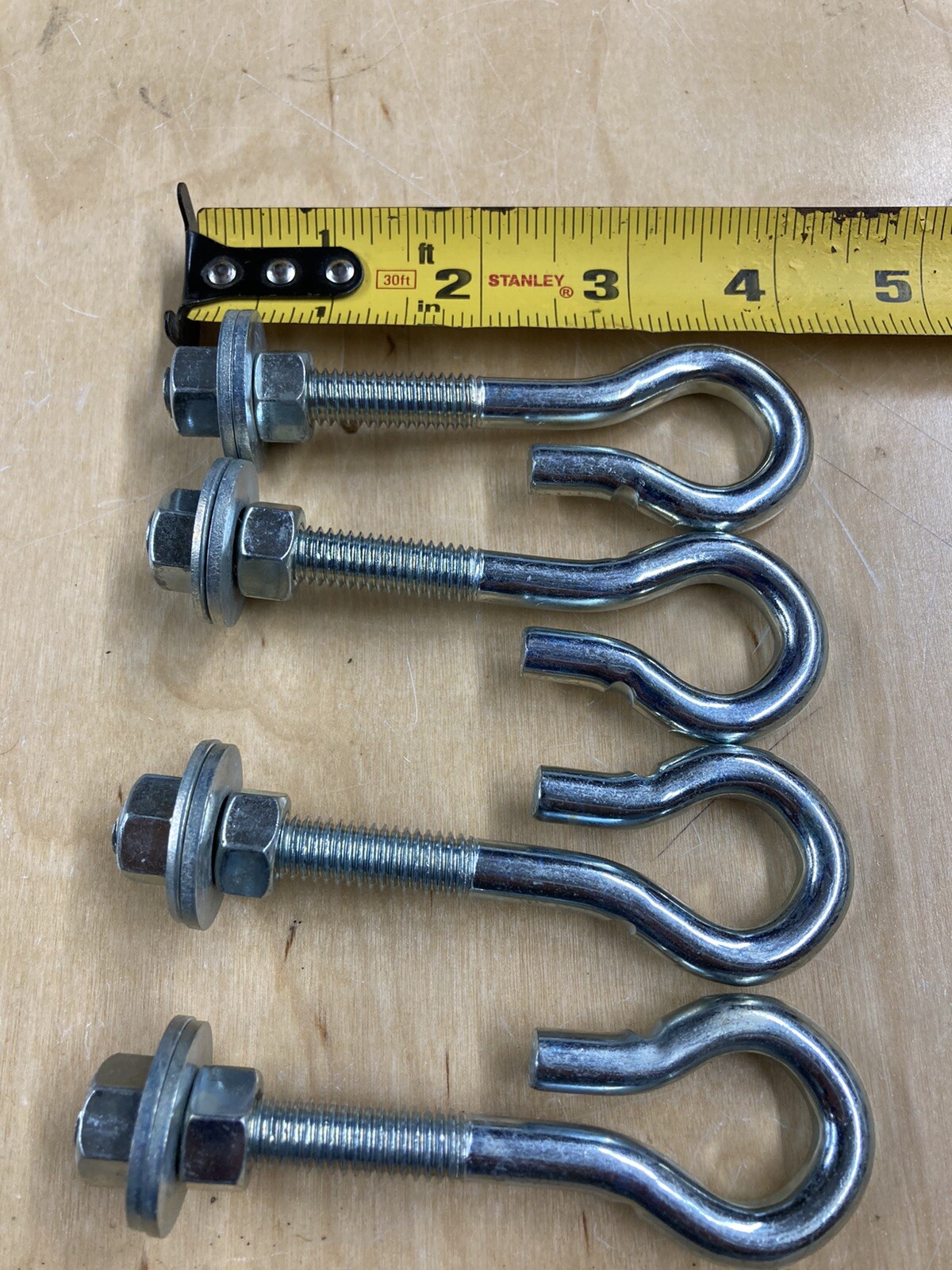 (4) Hanger/Hook Eye/Swing/Tension J bolts 3/8″ X 4″ With Washers Nut