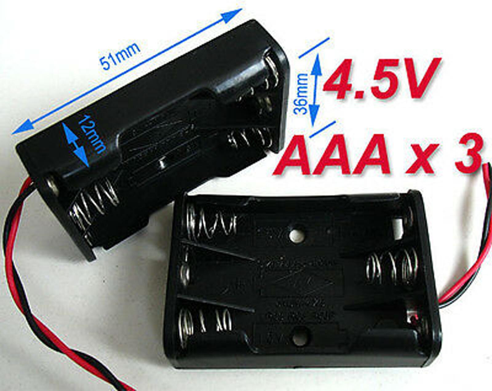 US Stock Free shipping 10pc New 3.6V 4.5V 3 X AAA Battery Holder Box Case w/Wire