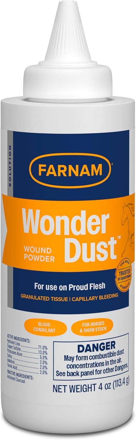 Farnam Wonder Dust Wound Powder for Horses and Show Stock, 4 Ounces 4 Ounce