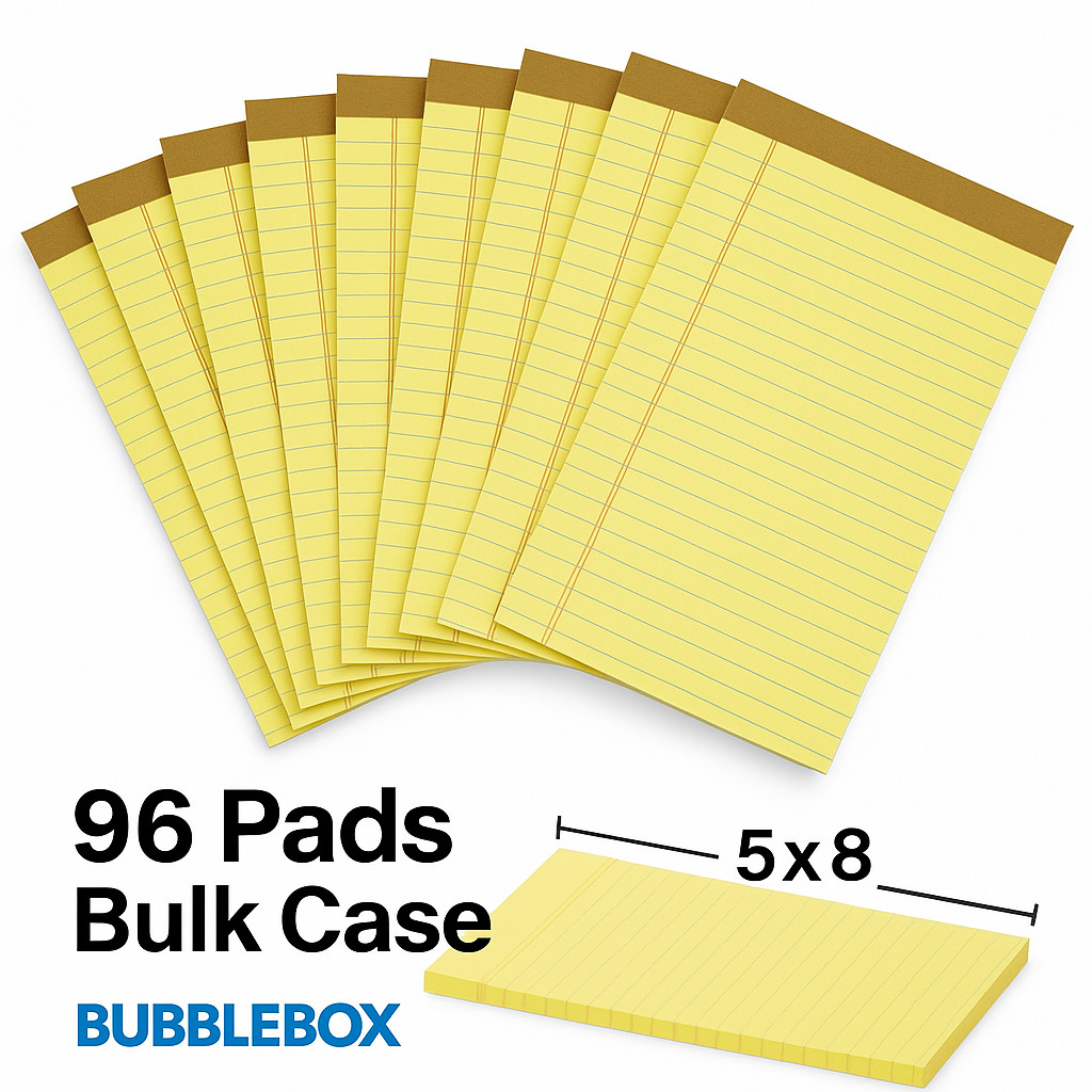 TOPS Junior Legal Notepad 5″x8″ Canary Yellow Legal Ruled 50 Sheets 96 Pads Bulk