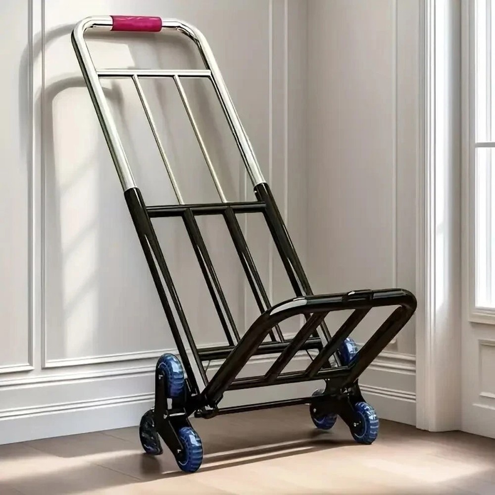 330 lbs Stair Climbing Cart Heavy Duty Folding Hand Truck Dolly 6 Wheels + Ropes
