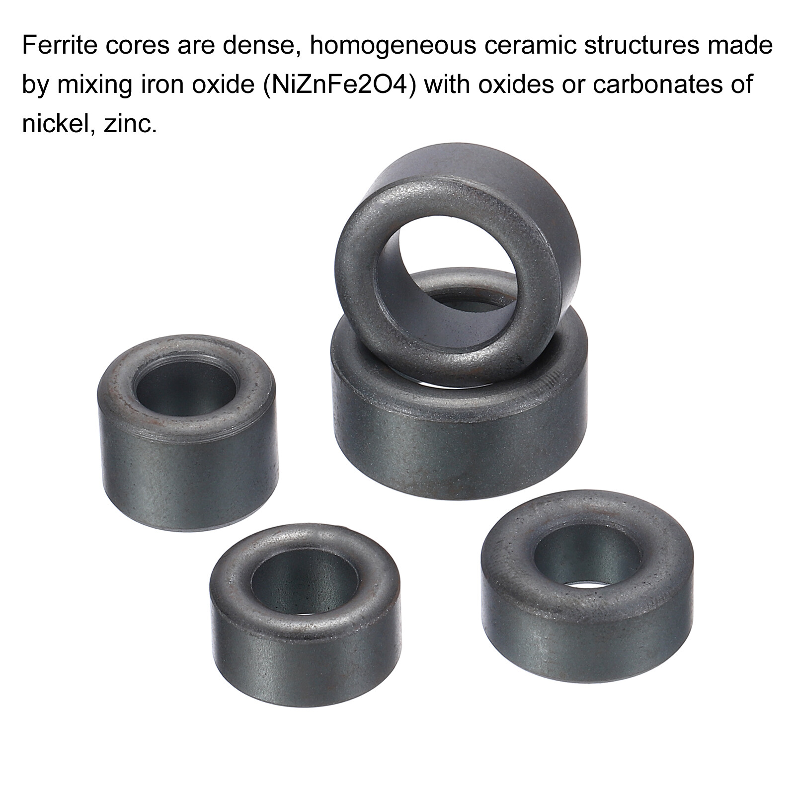 20 Pack Ferrite Toroid Cores Set Transformer Inductor Coil Ring Black 5 Sizes
