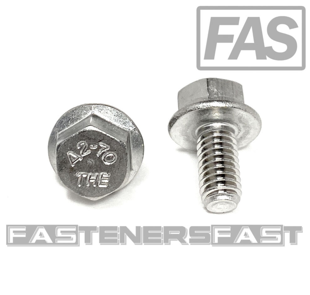 (25) M6 x 1.00 x 12 Stainless Steel DIN6921 A2 Hex Flange Bolts M6x12mm Flange