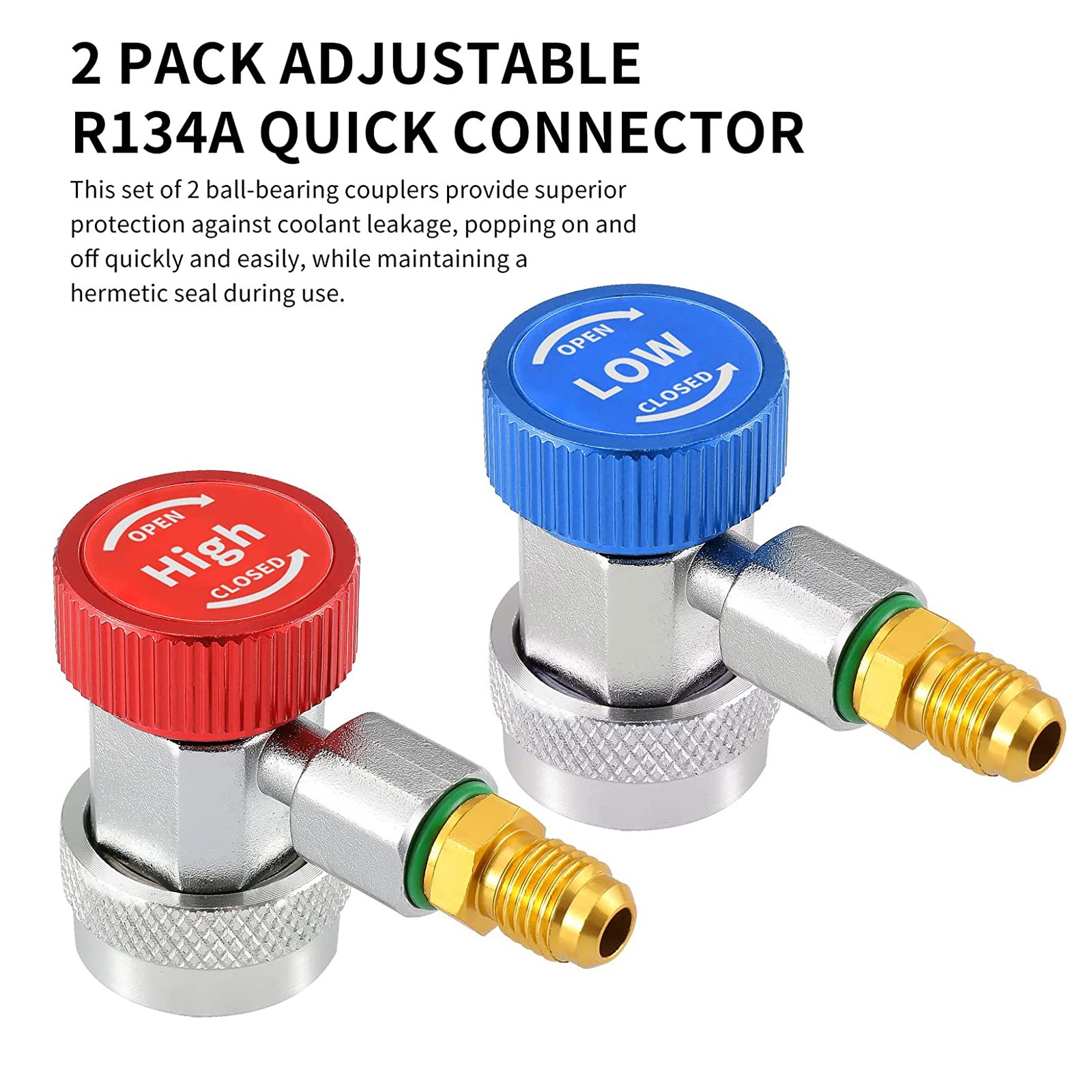 2PCS R134A Quick Connector Adapter Coupler AC Manifold Gauge Low/High 1/4″ SAE