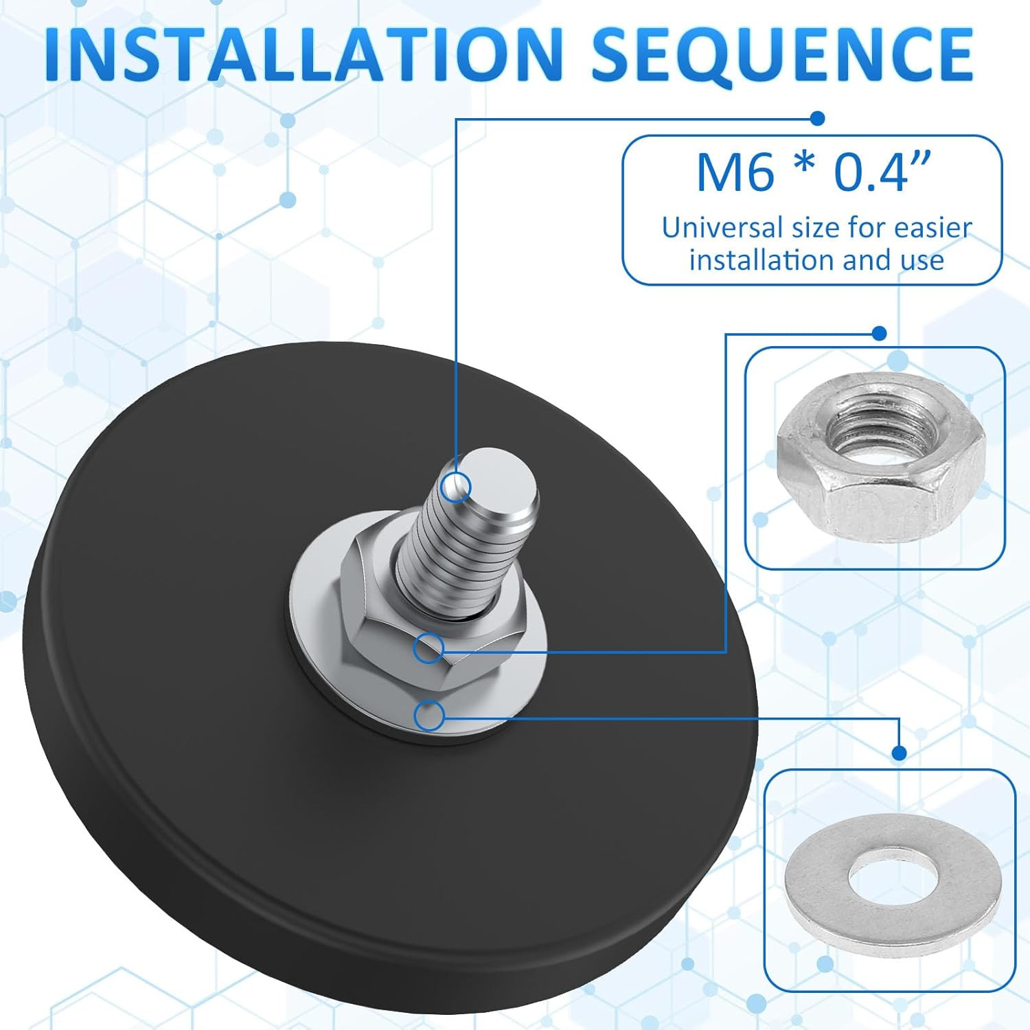 24 Pack Rubber Coated M6 Rock Light Magnets 1.69 Inch Mounting Magnetic Stud New