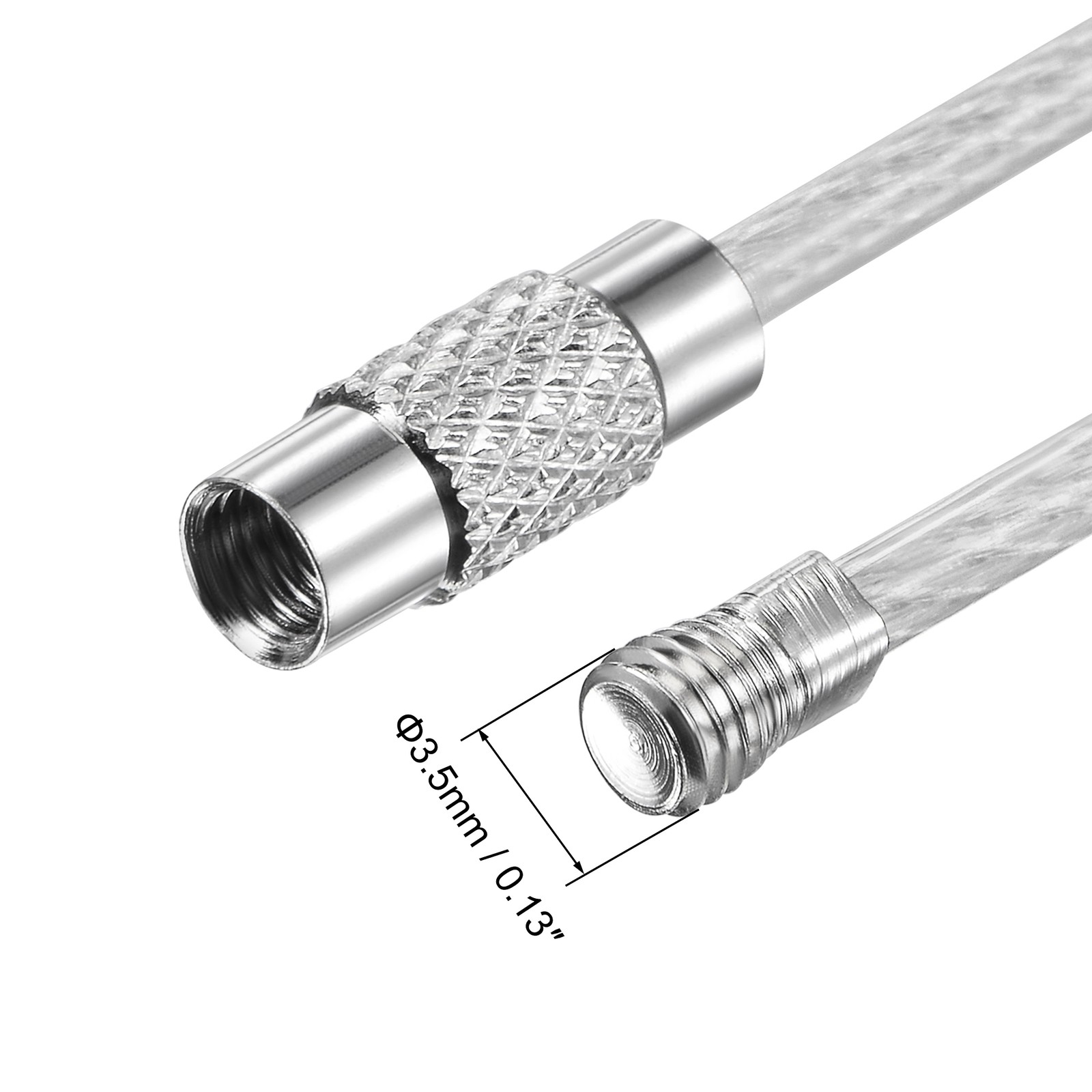 4Pcs Wire Keychain 90mm Length Key Ring Loop Cable Silver