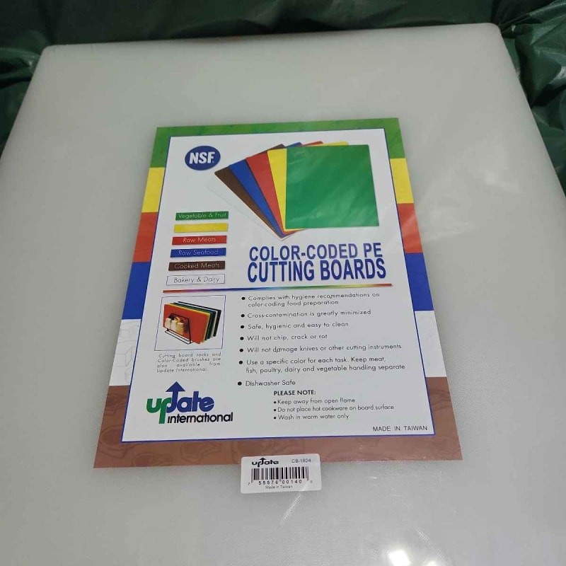 Update International Color Coded PE Cutting Boards CB-1824 – White only
