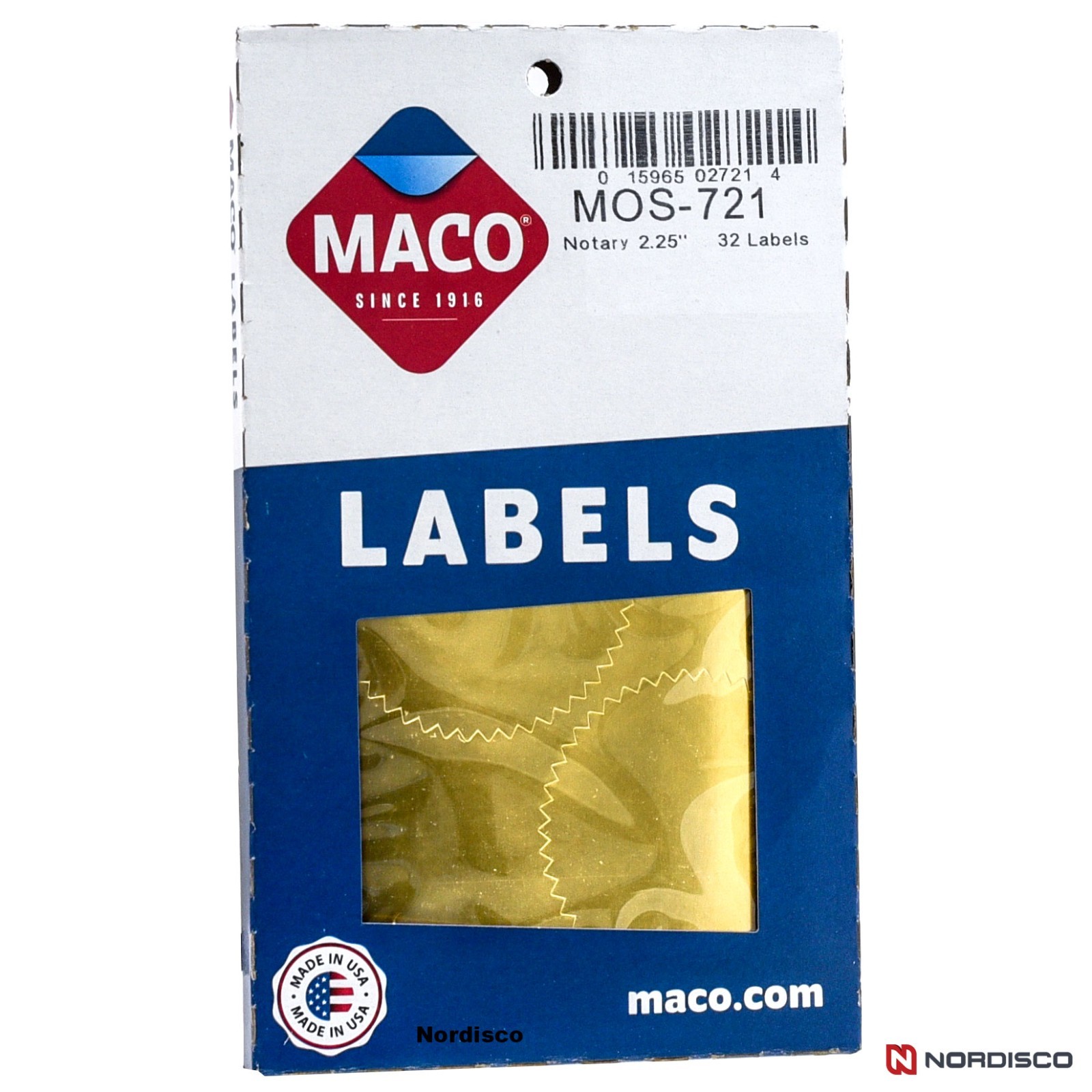 Maco MOS-721 Notary Gold Foil Seals, 2-1/4″ Round, Pack of 32