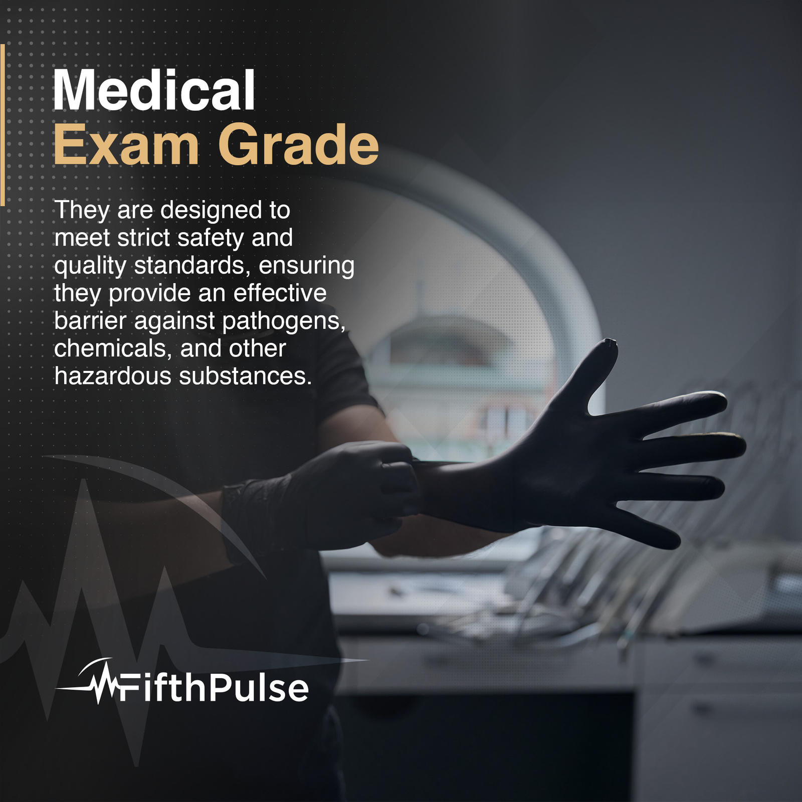 FifthPulse Chemo-Tested Fentanyl Resistant Nitrile Exam Gloves Black 50 Gloves M