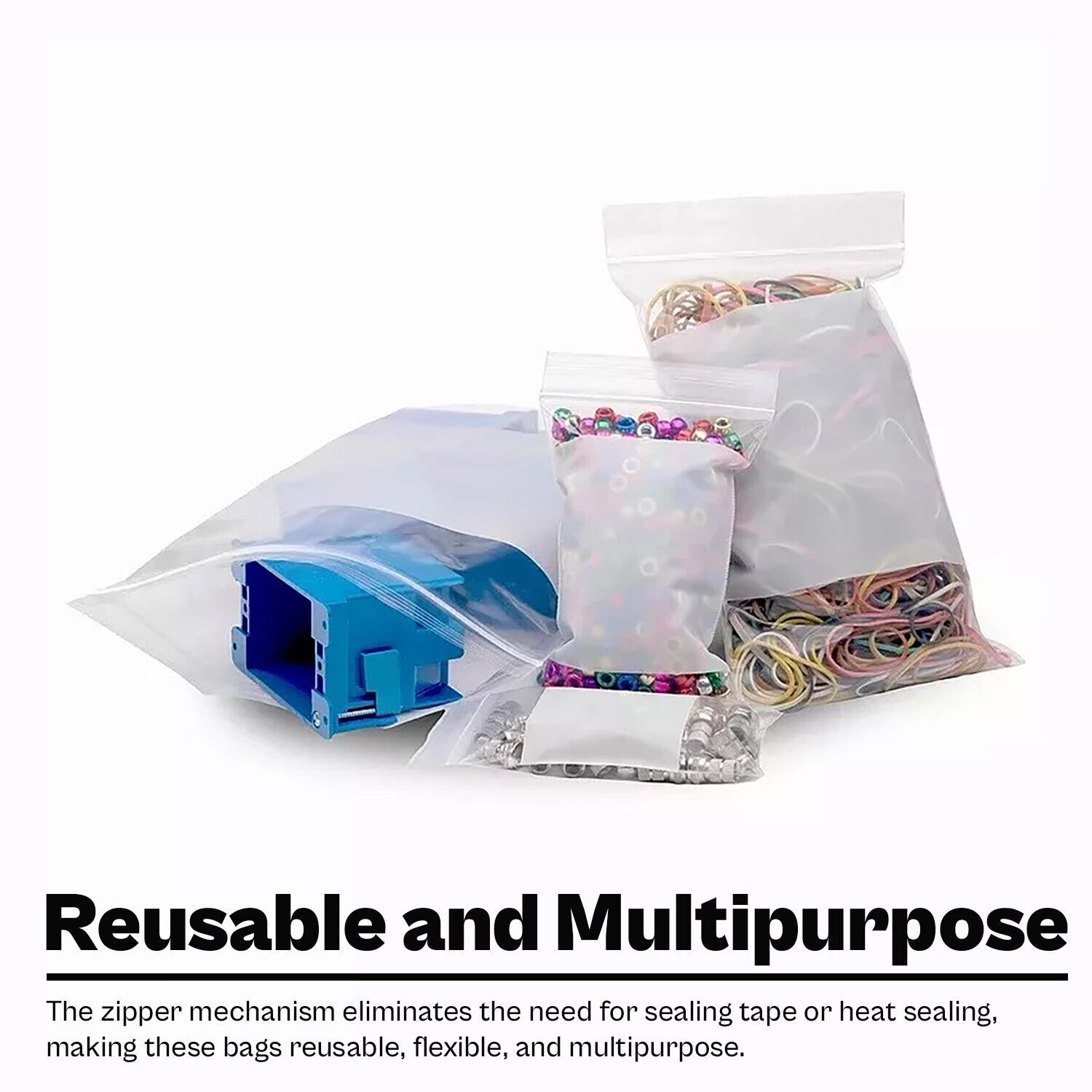 Reclosable Bag Writeable White Block Water Resistant 2000 Pcs 4 in x 8 in 2 Mil