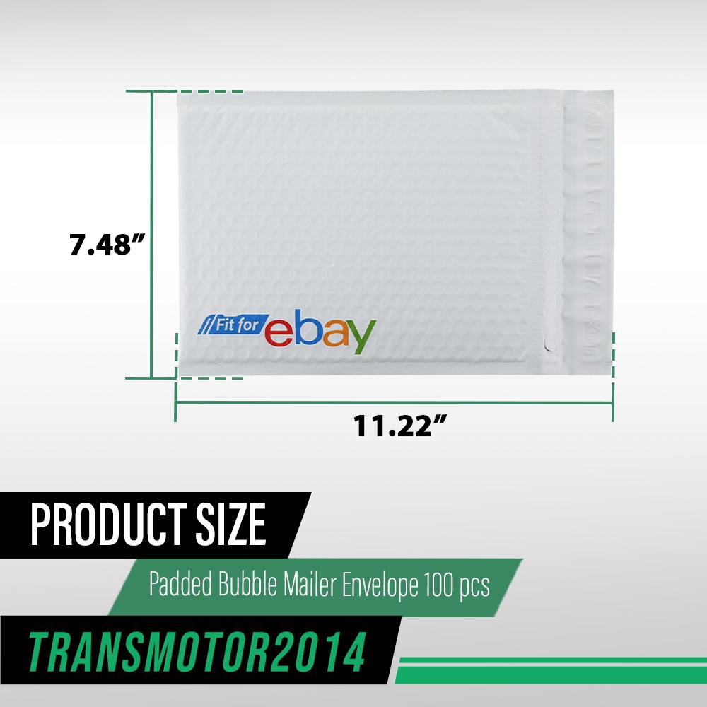 100 Pieces Padded Bubble Mailer Envelope White With Color Logo
