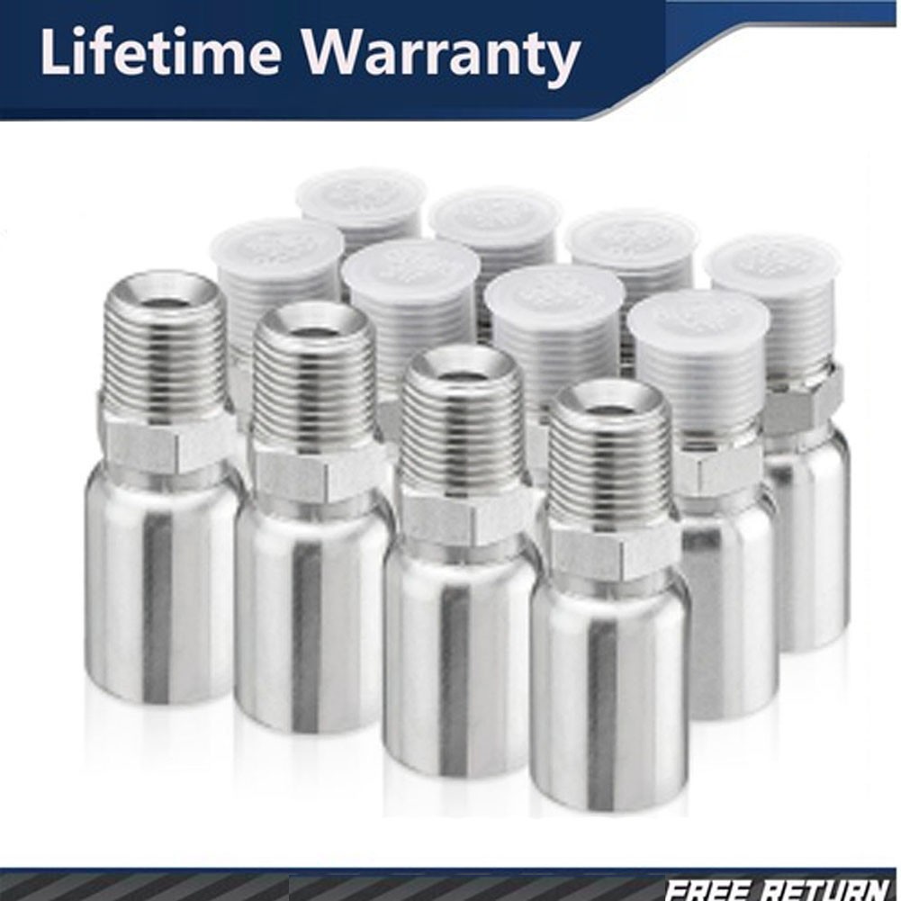 12Pack 1/2″ I.D. Hose x 1/2″ NPTF Male Hydraulic Hose End Crimp Fittings w/Cover