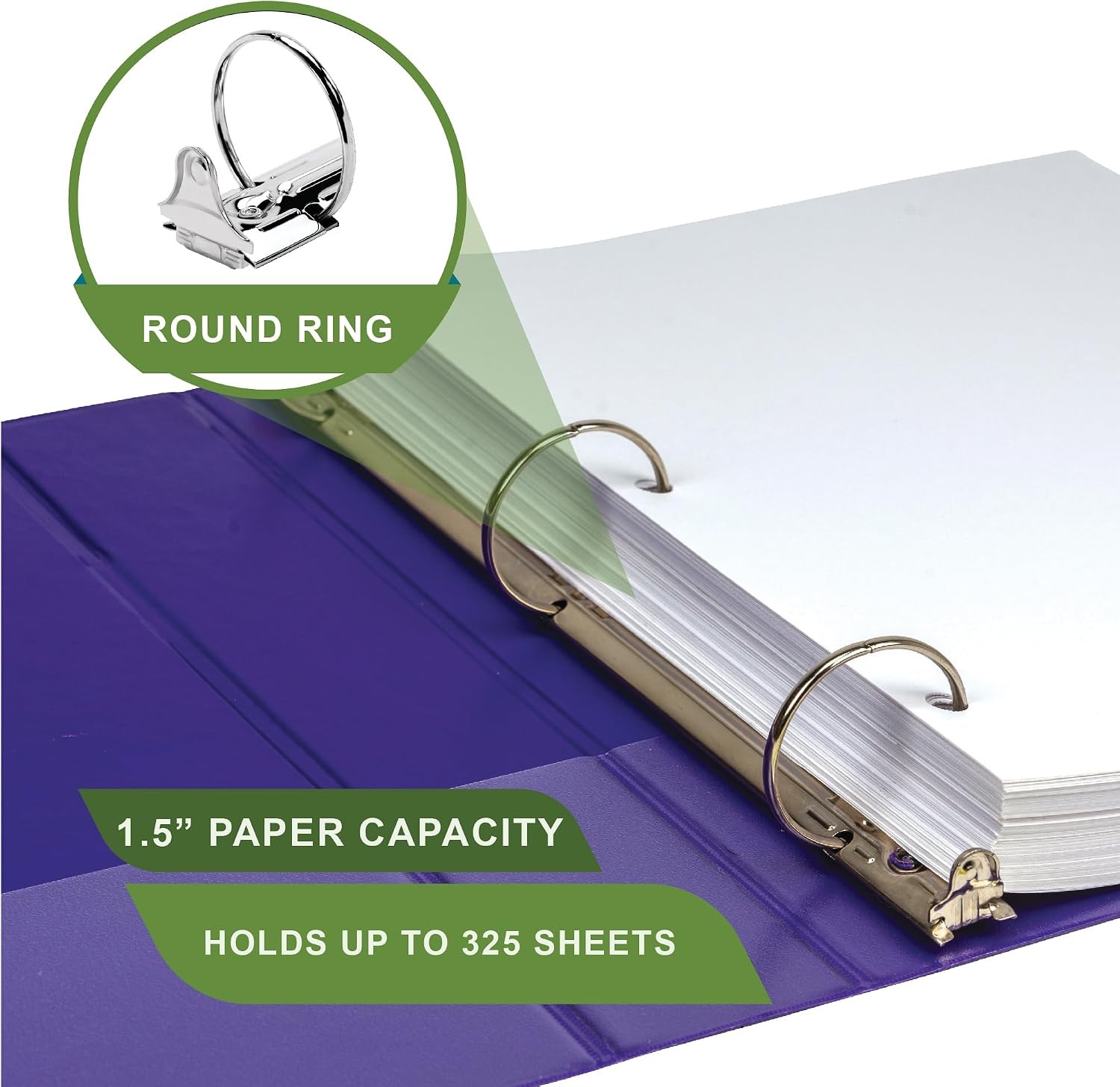 Plant-Based 1.5 Inch Durable Round Ring View Binder Eco-Friendly USDA Certified