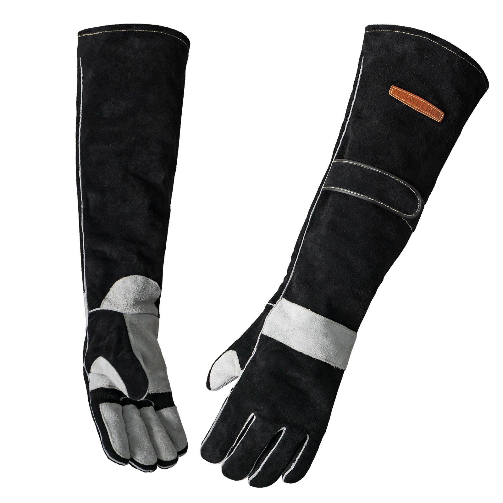 YESWELDER 23.6″ 932℉ Leather Forge MIG Gloves Heat Fire Resistant Stitching