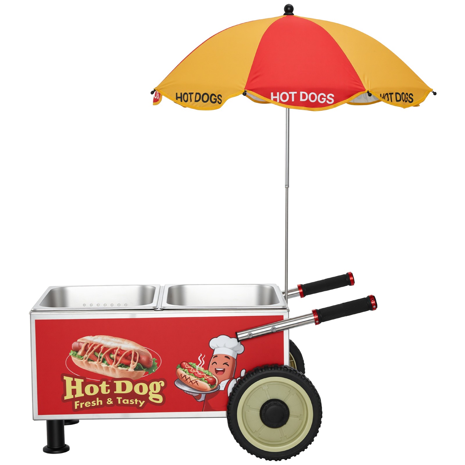 Uimoso Electric Hot Dog Steamer Cart 1200W with Adjustable Temperature 86-203°F