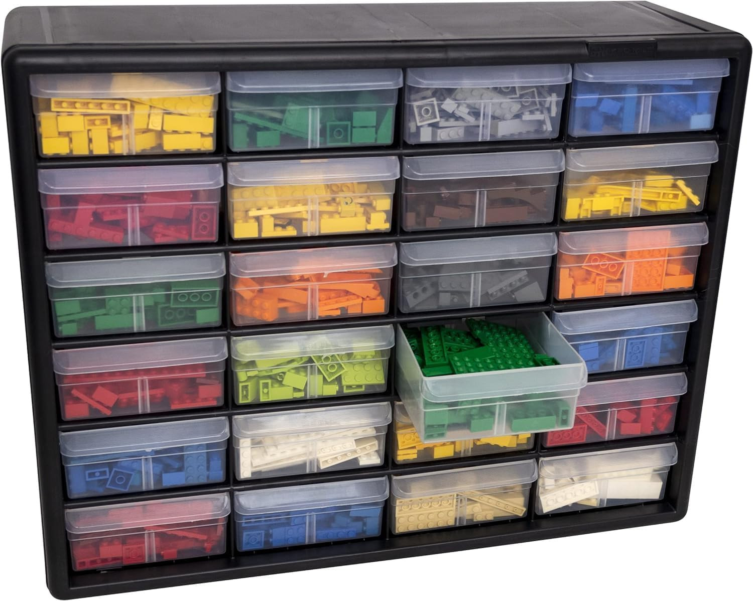 “24-Drawer Plastic Parts Storage Cabinet, Black”