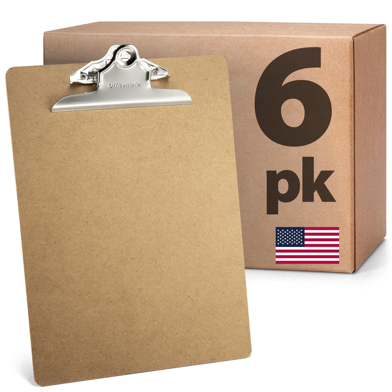 Officemate Recycled Wood Clipboards, 6 Inch Clip, 6 Pack 6 pack, Brown