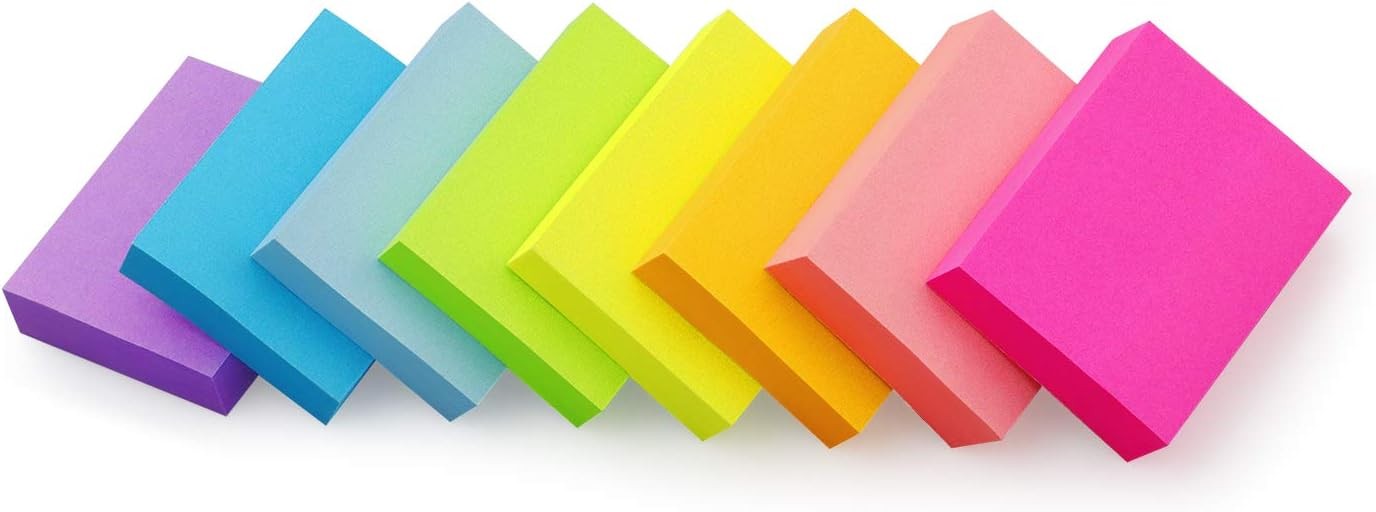 Winner Aura Sticky Notes 1.5×2 inch Bright Colors Self-Stick Pads 8 Pads/Pack 10