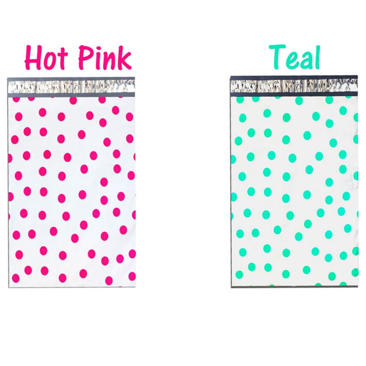 12″ x15″ All Color Exclusive Polka Dot FLAT POLY Mailers_w Kiss Lips Stickers