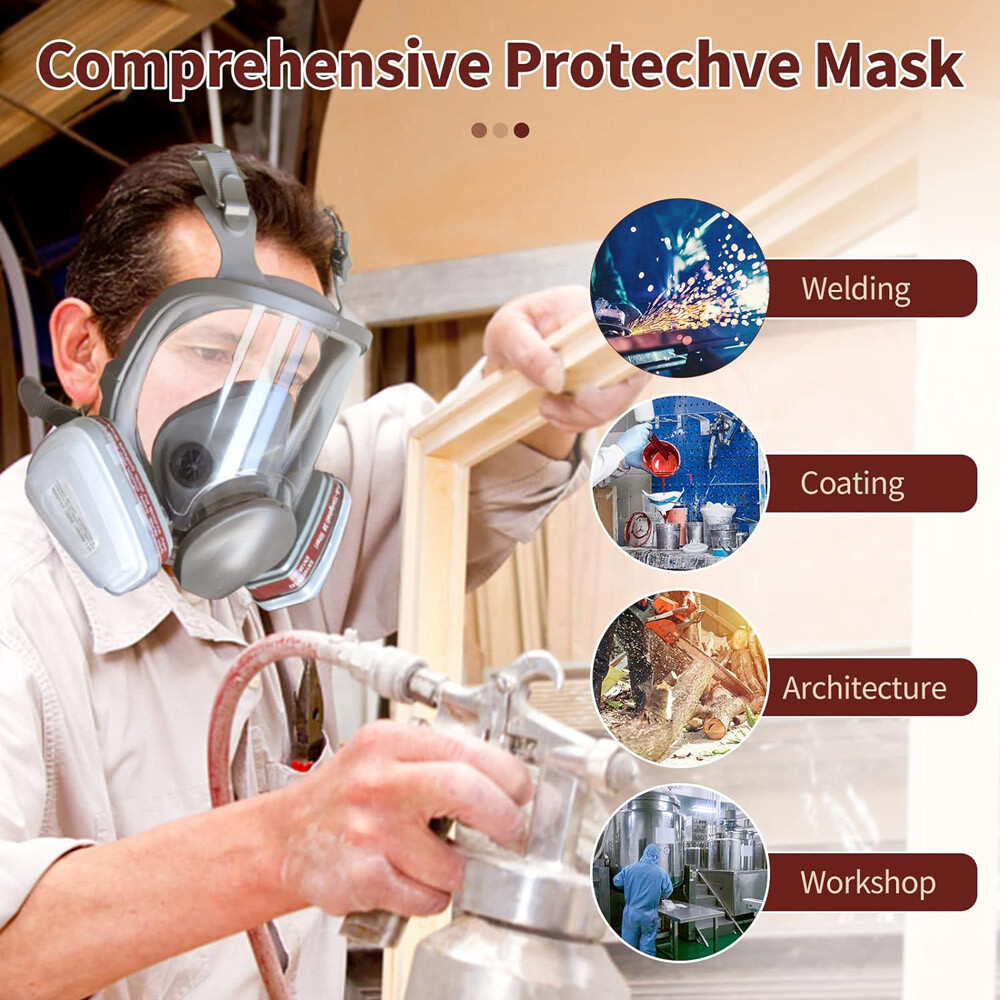 US Full Face Gas Mask Painting Spraying Respirator w/ Filters for 6800 Facepiece