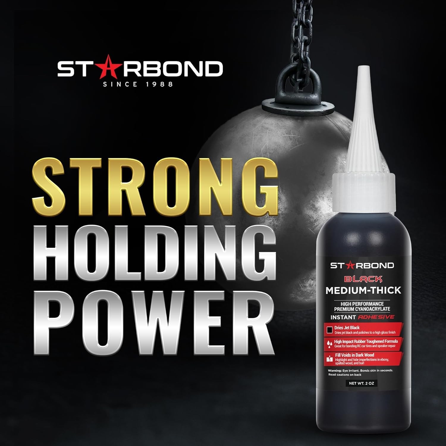 Starbond 2 oz. Black Medium-Thick Super Glue + 6 oz. Aerosol Accelerator Bundle