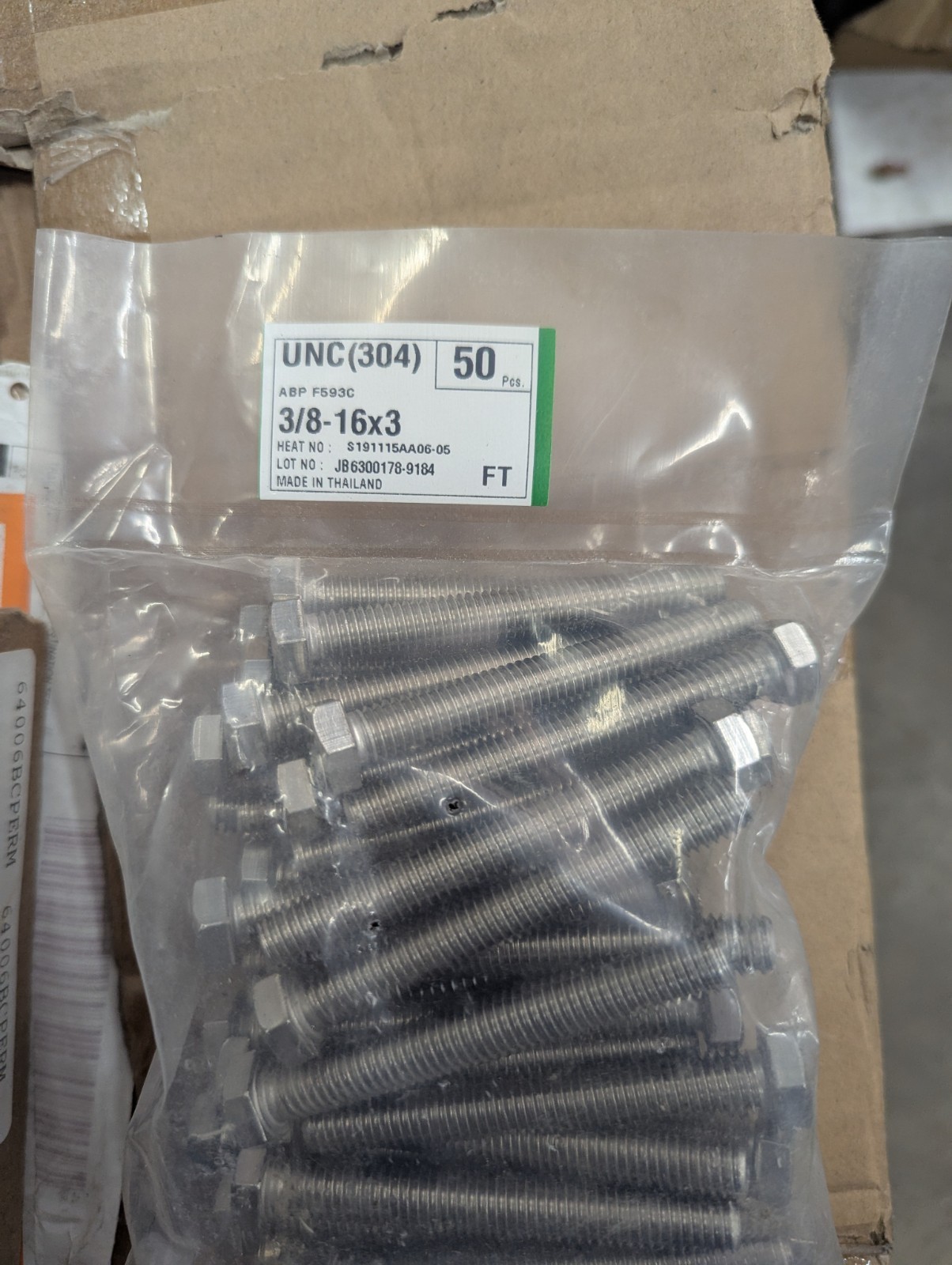 304 Stainless Steel Hexagon Flange Bolts Hex Flange Head bolts 3/8-16×3″ 50 pcs